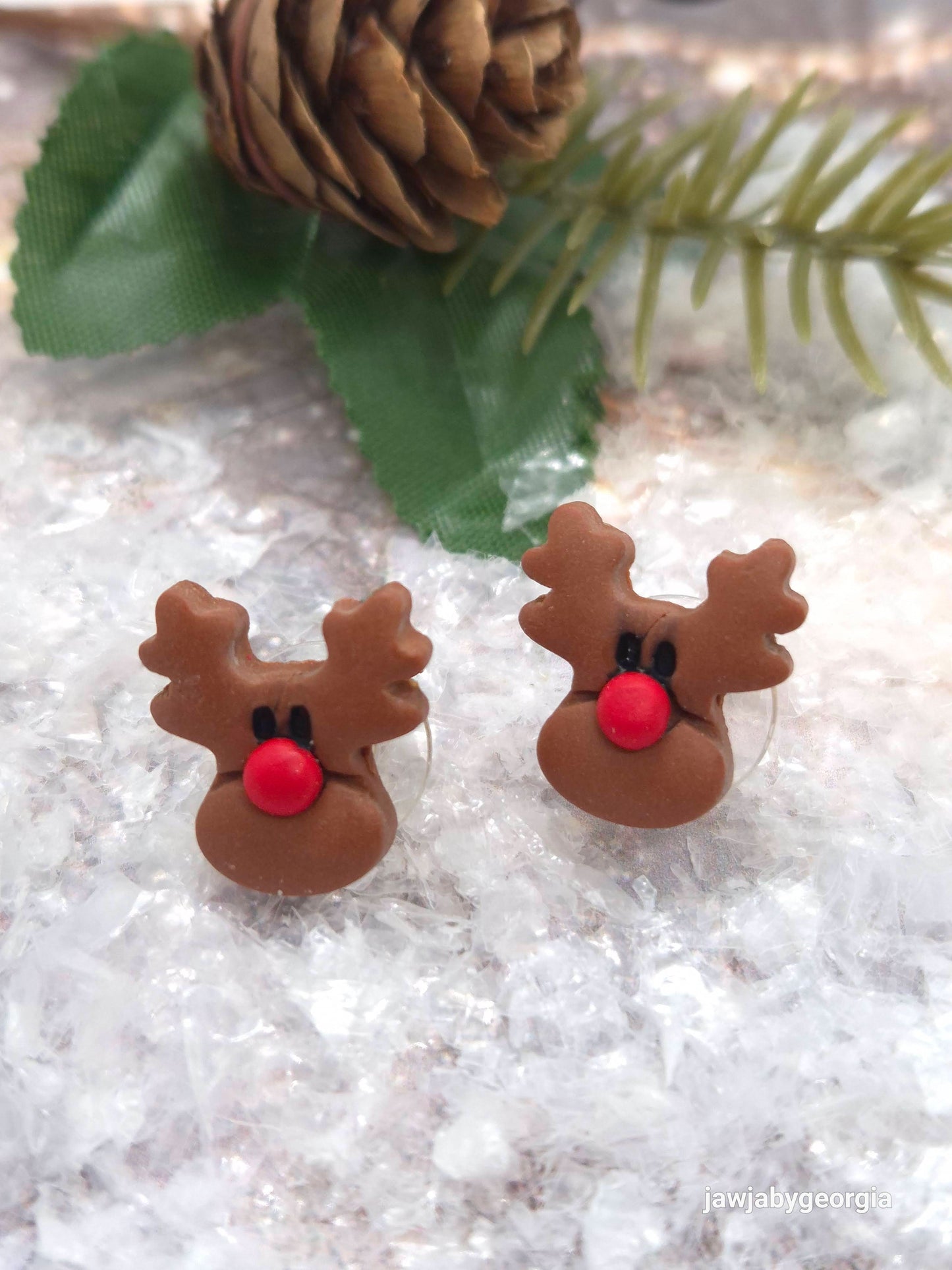 REINDEER POLYMER CLAY EARRINGS