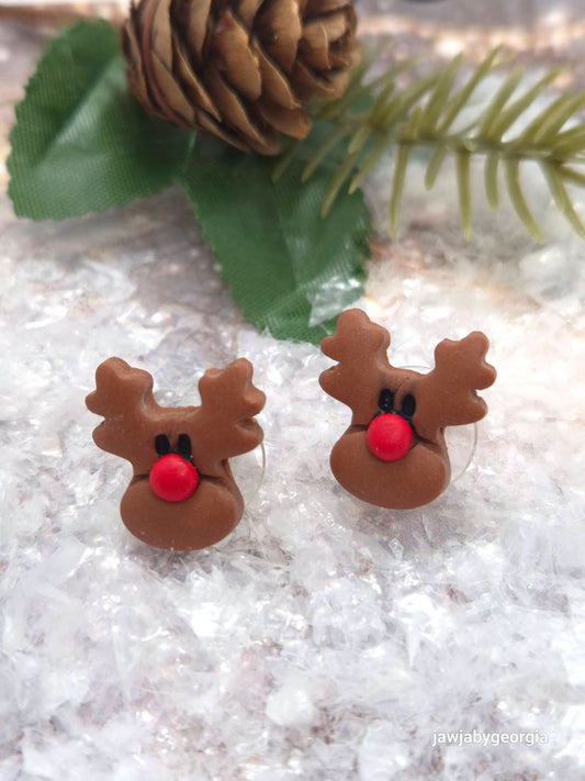 REINDEER POLYMER CLAY EARRINGS
