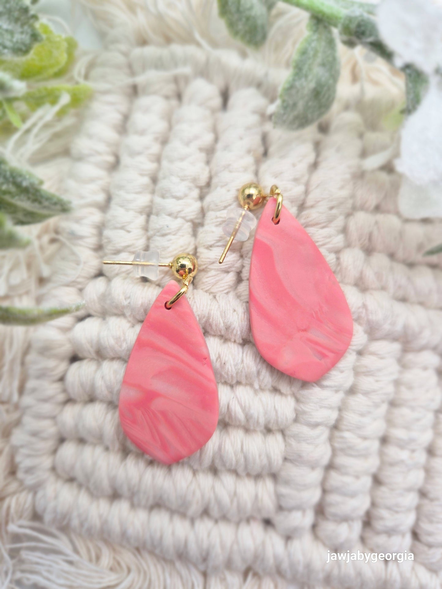 WARM CORAL POLYMER CLAY EARRINGS