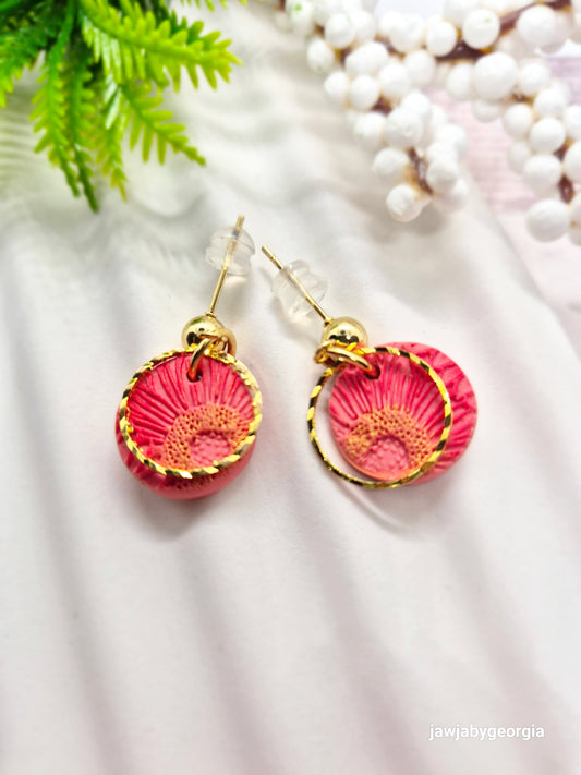 SUNBURST CORAL POLYMER CLAY EARRINGS