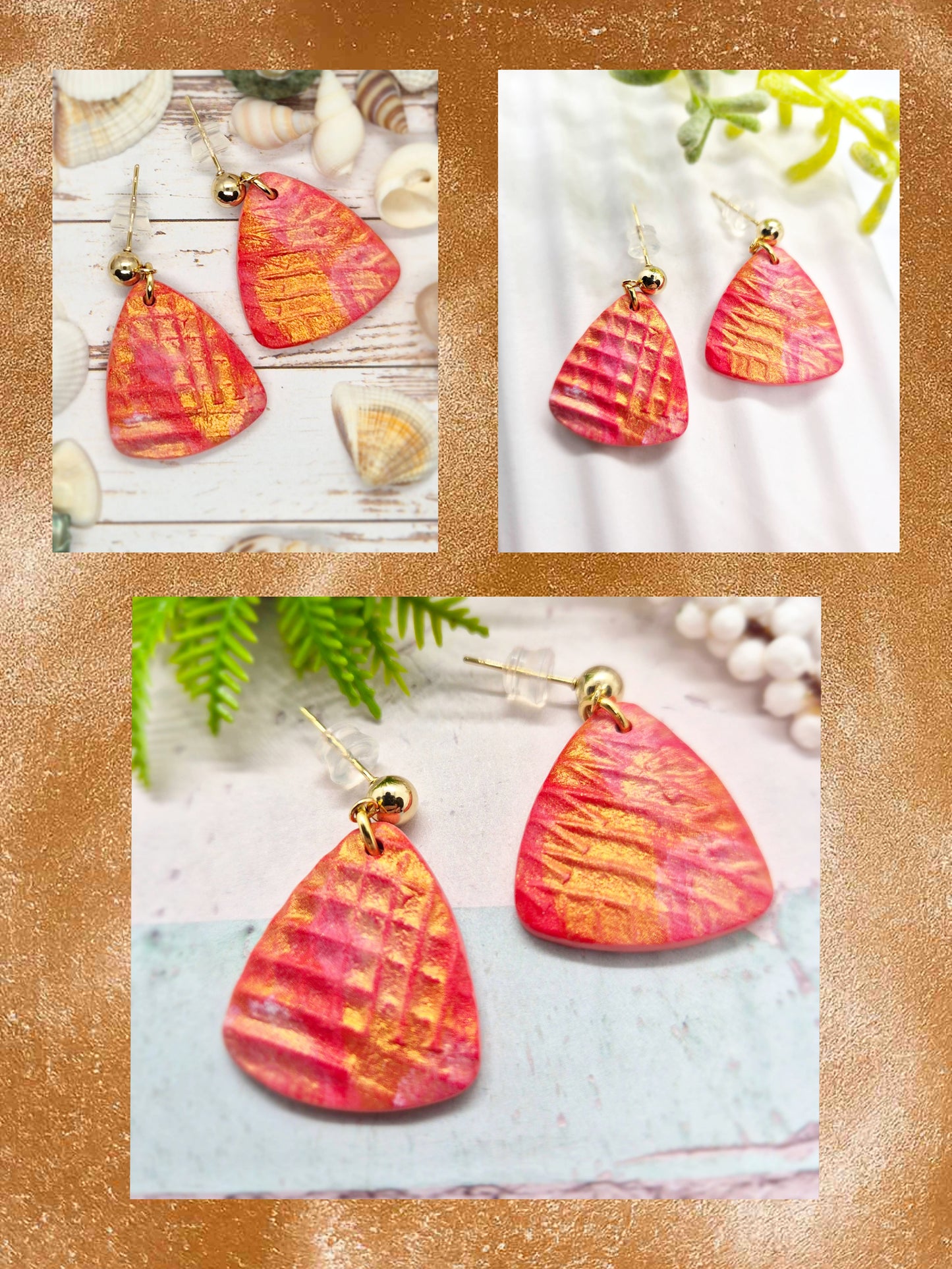 WAFFLE EFFECT POLYMER CLAY EARRINGS