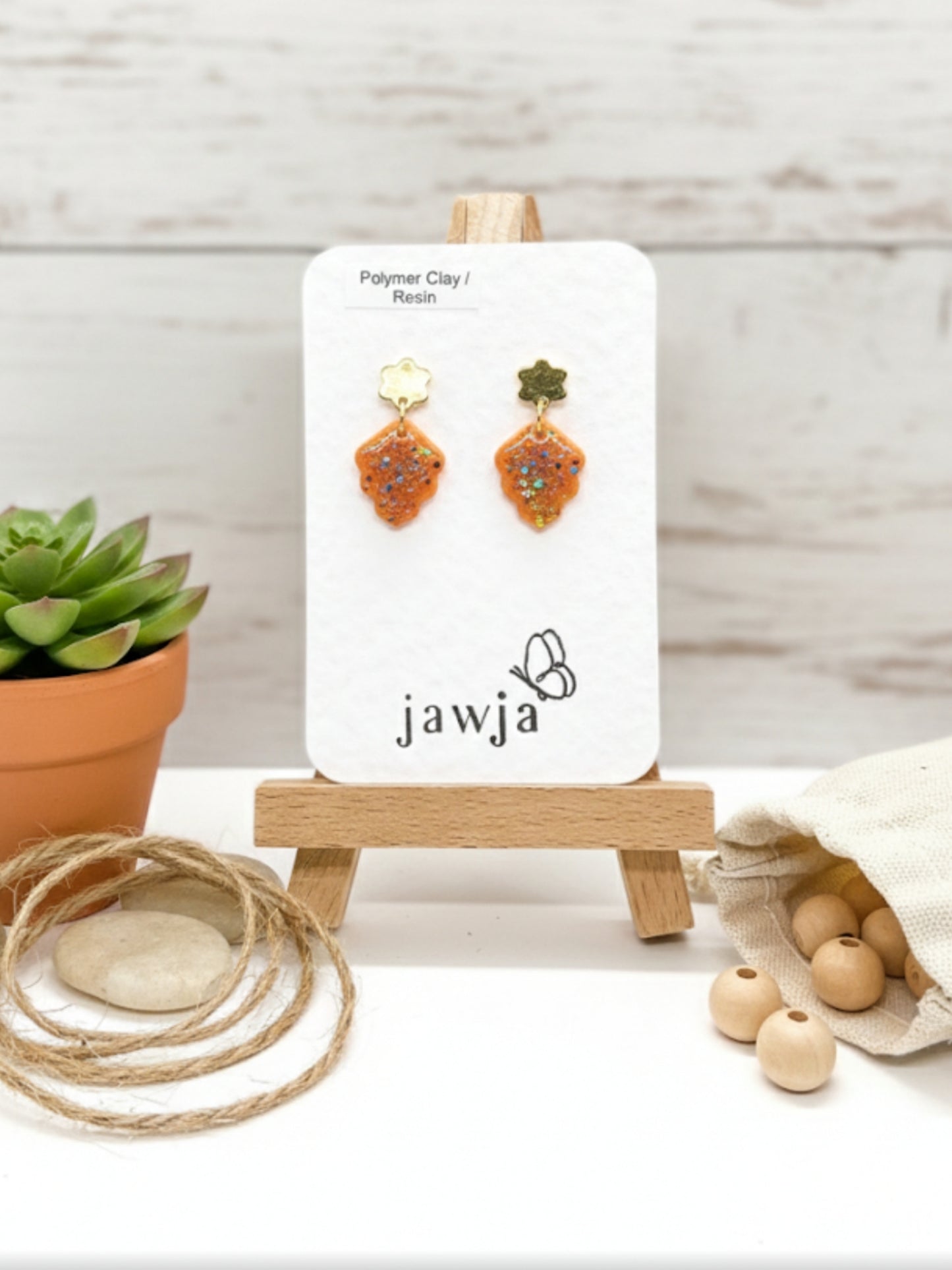 Moroccan Tile Amber Glow polymer clay earrings
