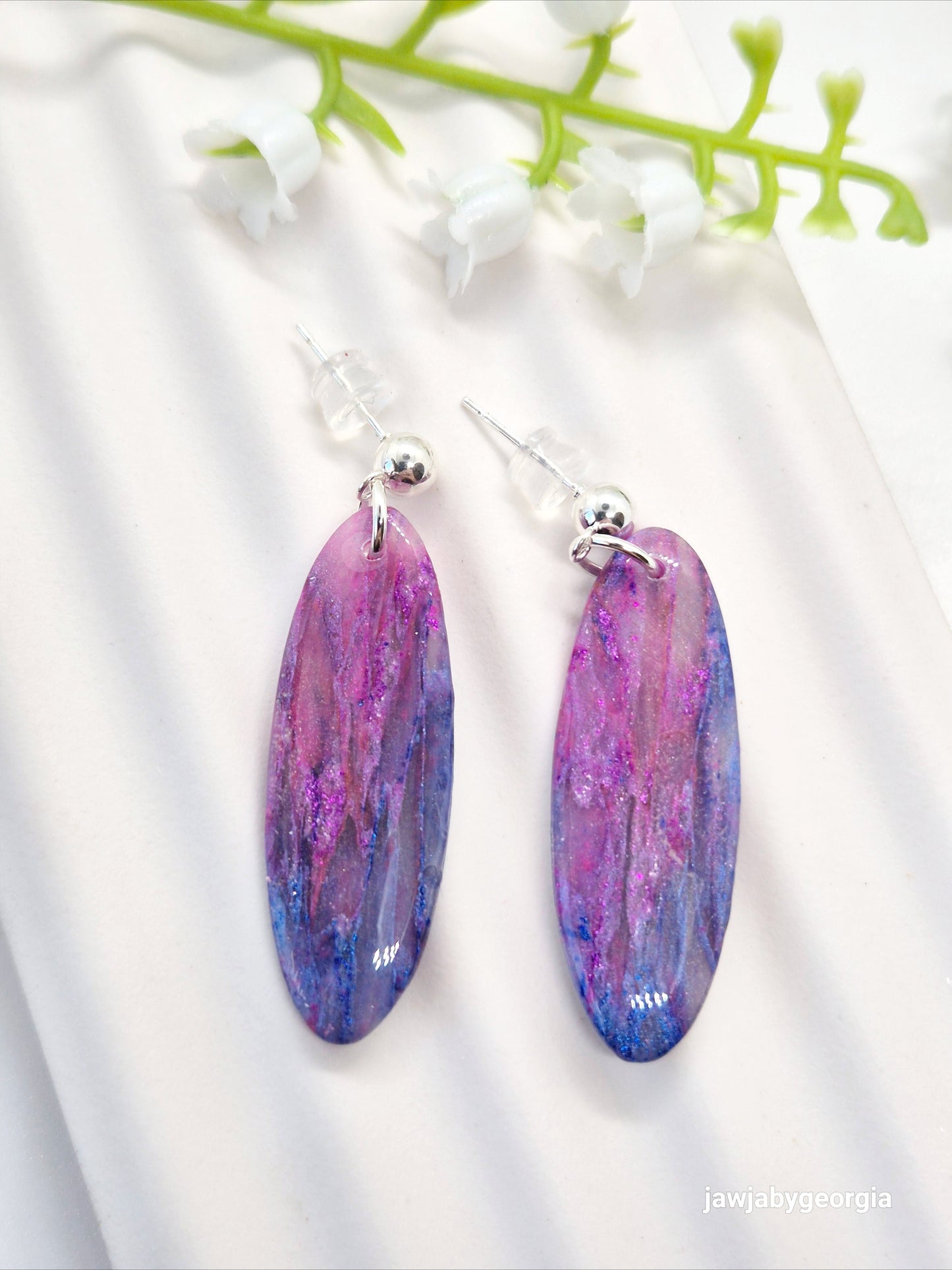 OVAL GALAXY POLYMER CLAY EARRINGS
