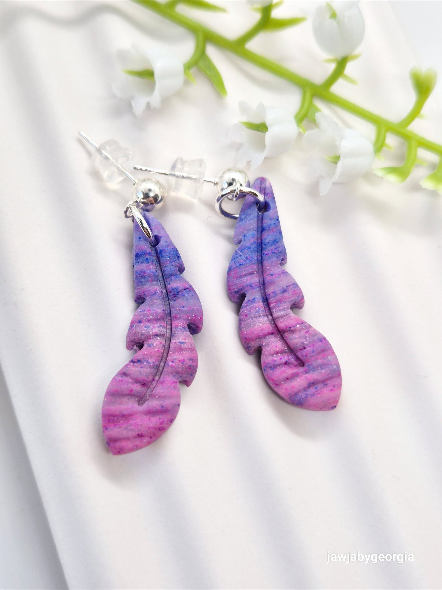 OMBRE FEATHER POLYMER CLAY EARRINGS