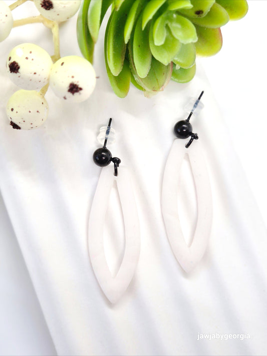 FROSTED WHITE MONOCHROMATIC POLYMER CLAY EARRINGS