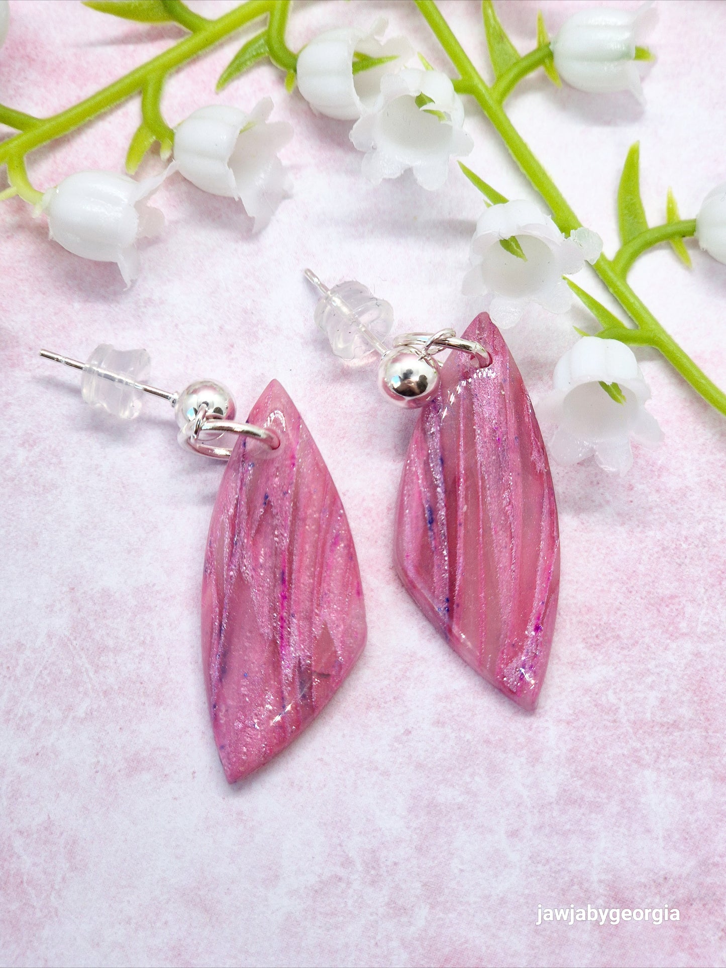 PINK LAYERED POLYMER CLAY EARRINGS