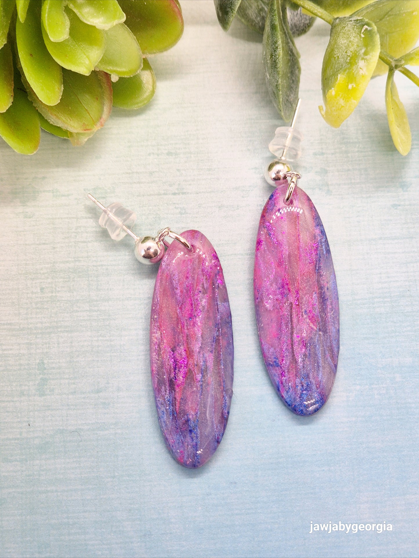 OVAL GALAXY POLYMER CLAY EARRINGS