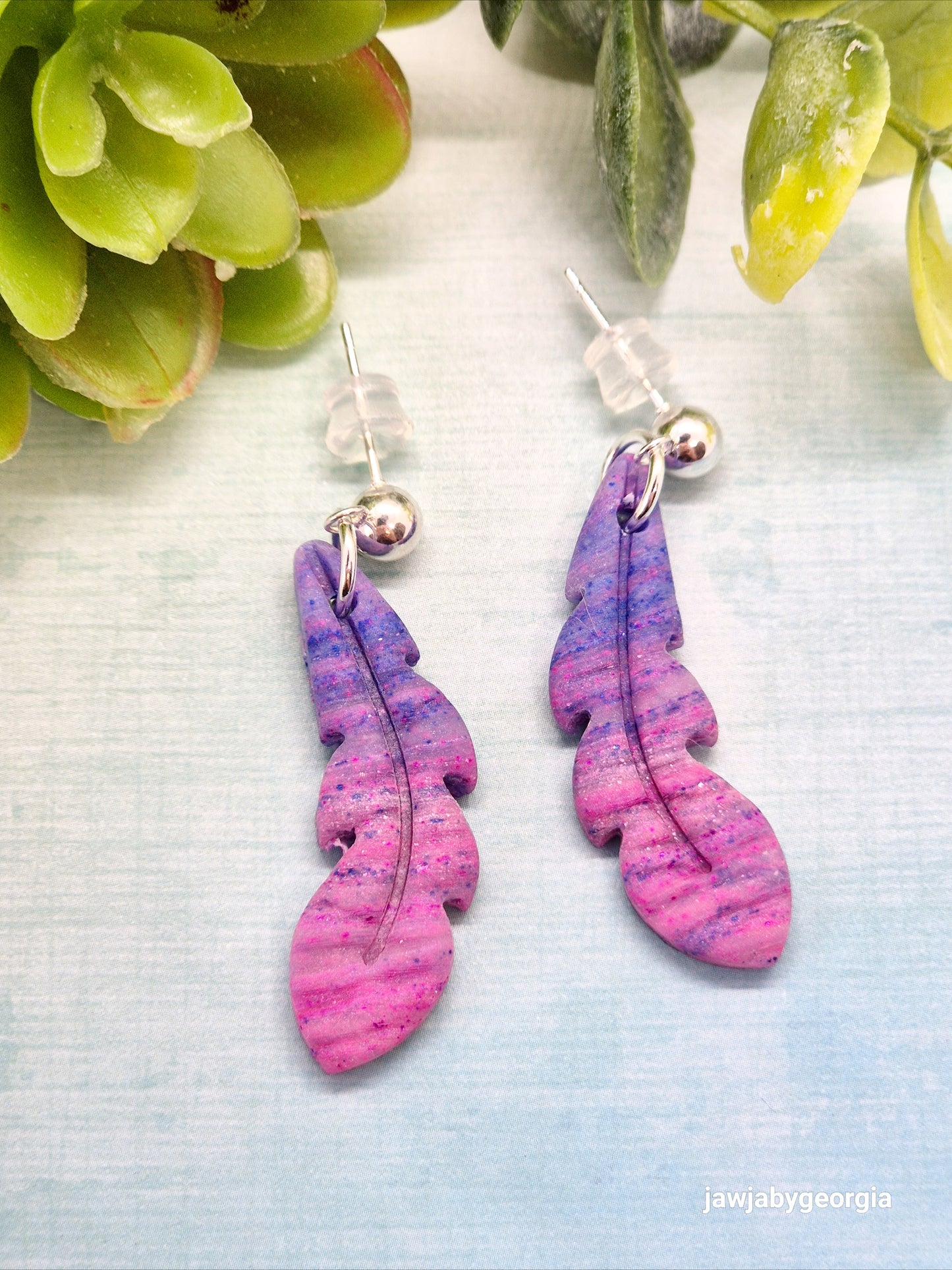 OMBRE FEATHER POLYMER CLAY EARRINGS