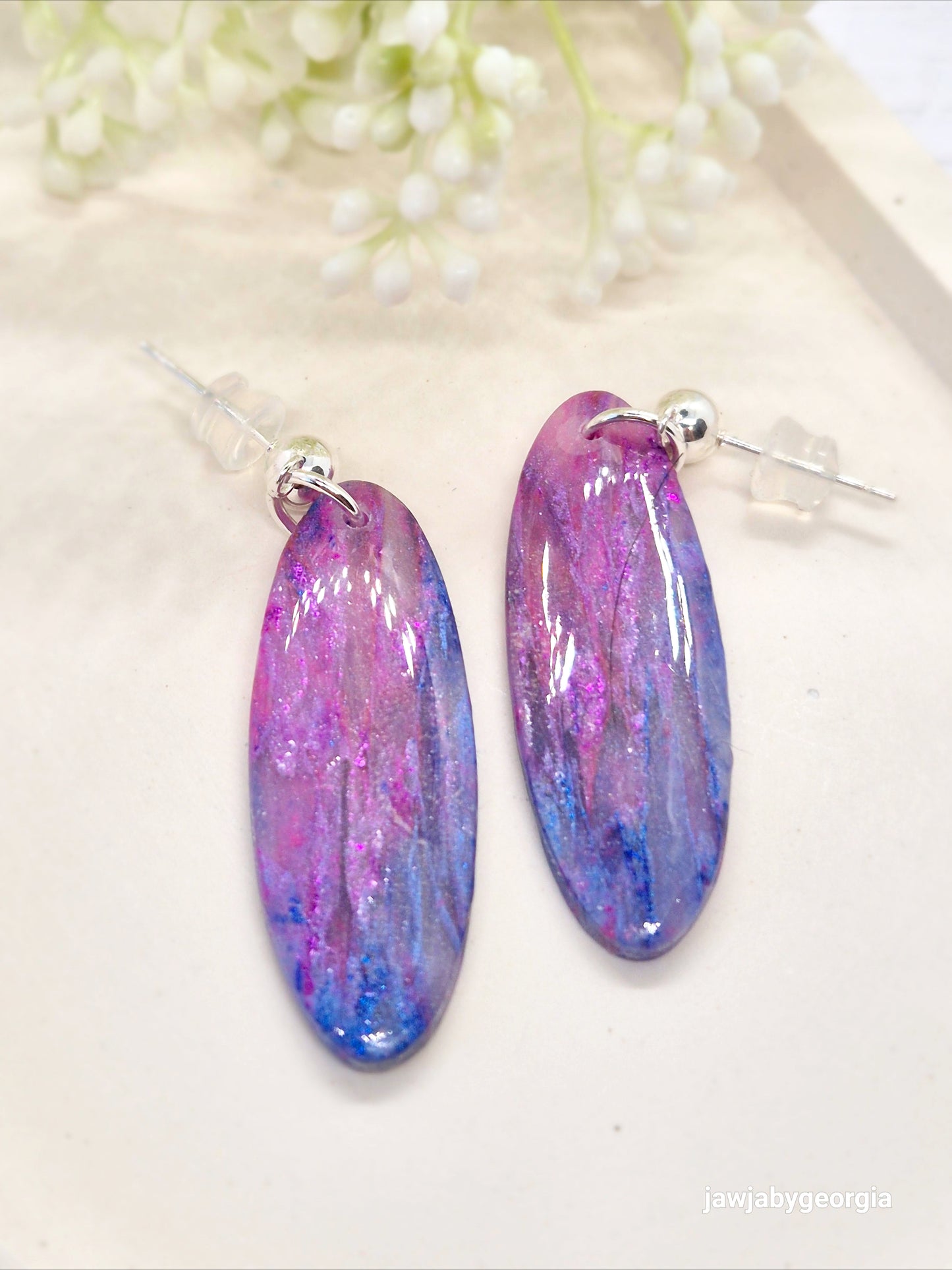 OVAL GALAXY POLYMER CLAY EARRINGS