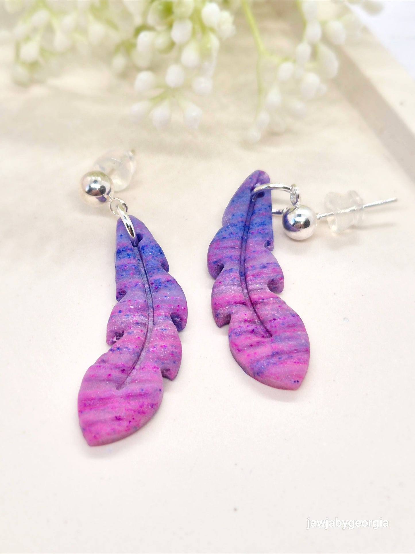 OMBRE FEATHER POLYMER CLAY EARRINGS