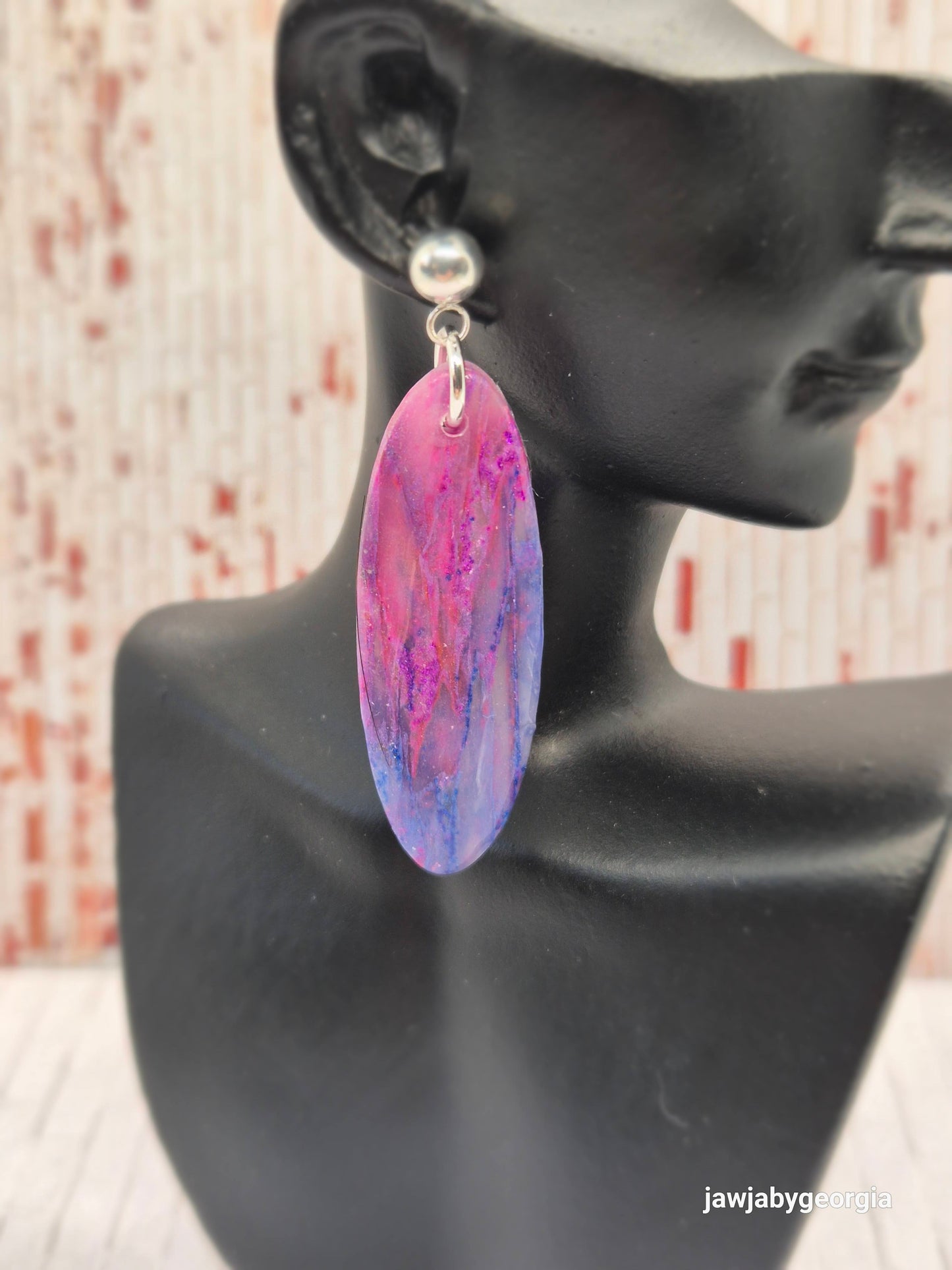 OVAL GALAXY POLYMER CLAY EARRINGS