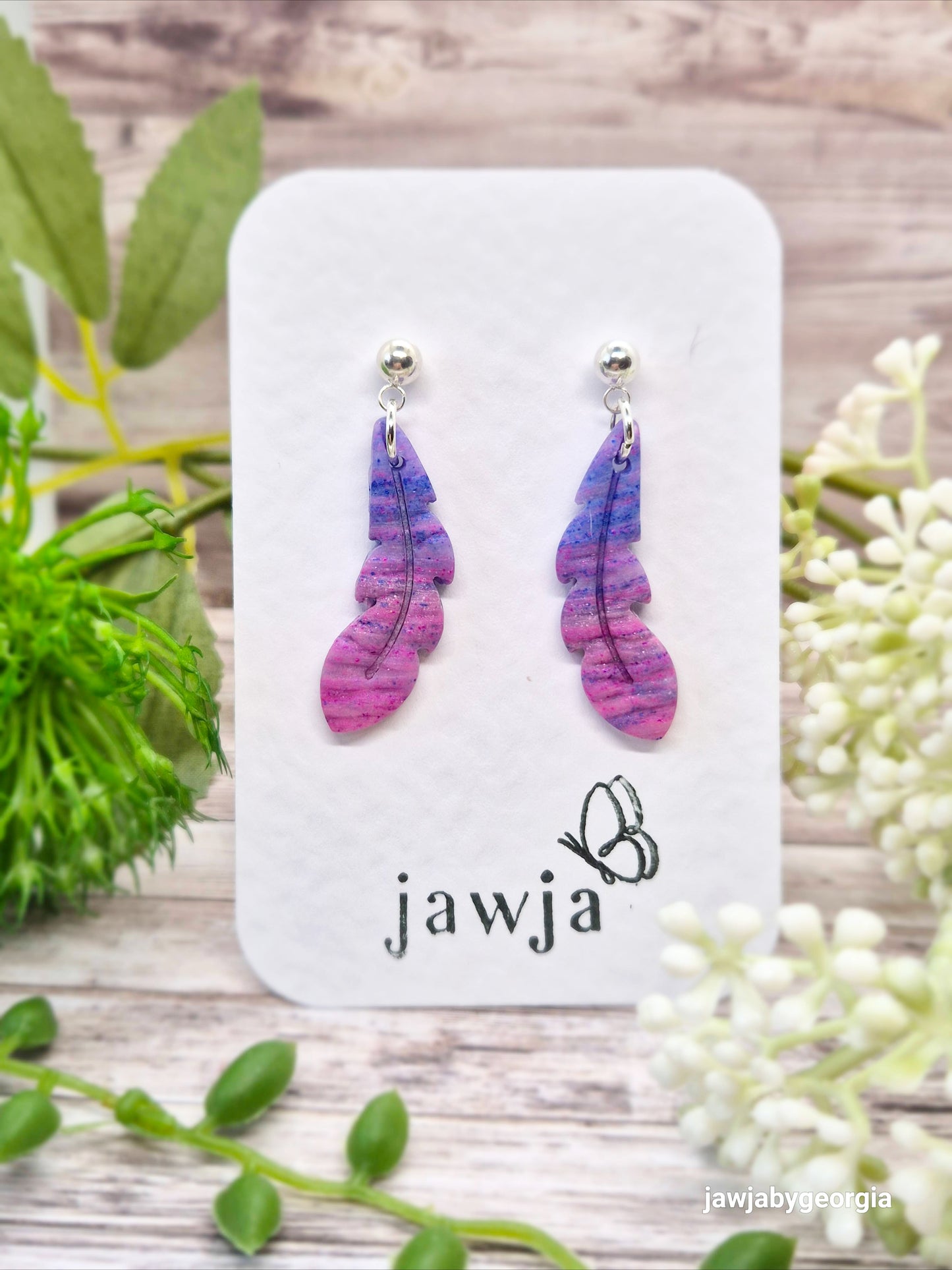 OMBRE FEATHER POLYMER CLAY EARRINGS