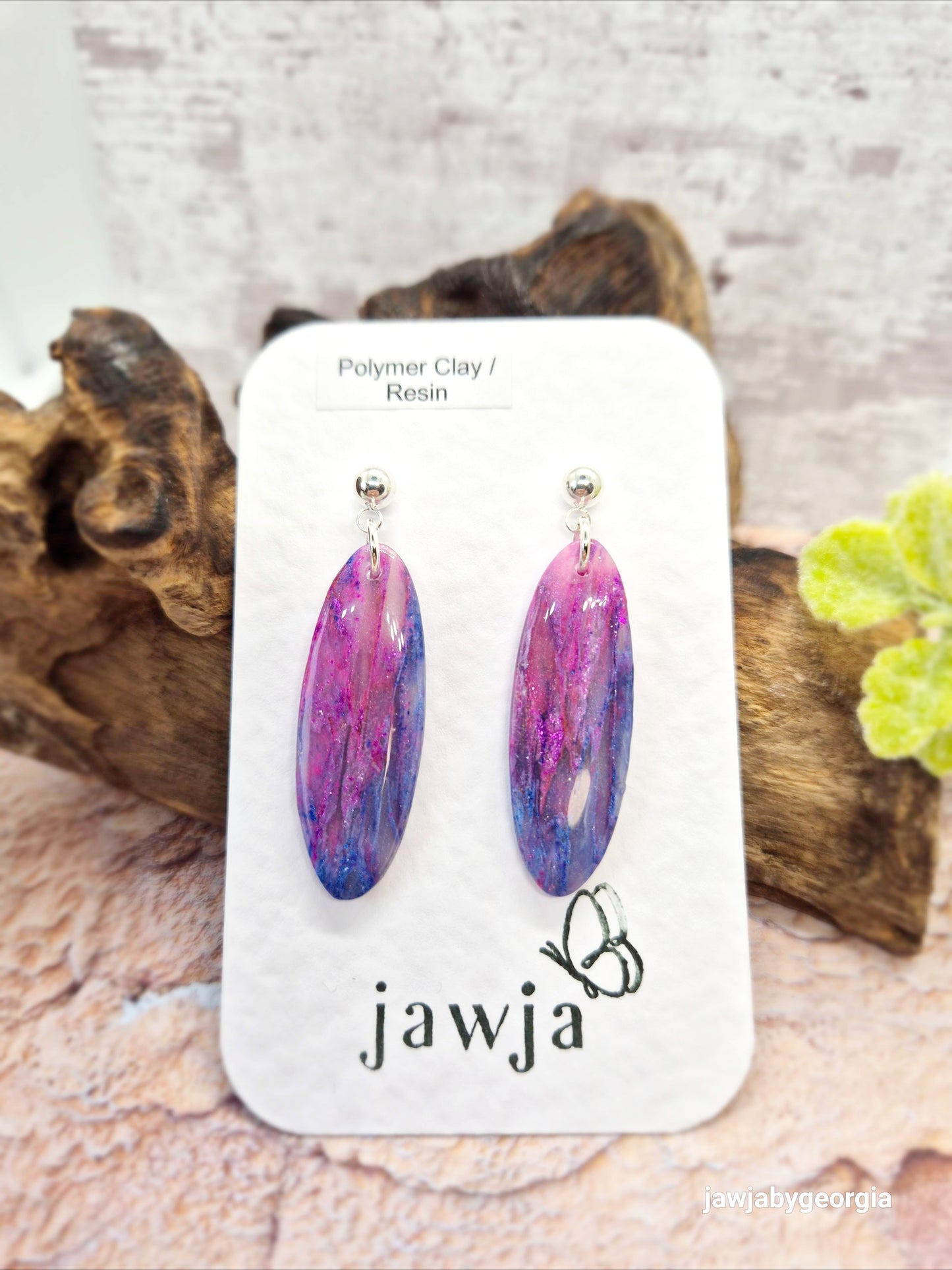 OVAL GALAXY POLYMER CLAY EARRINGS