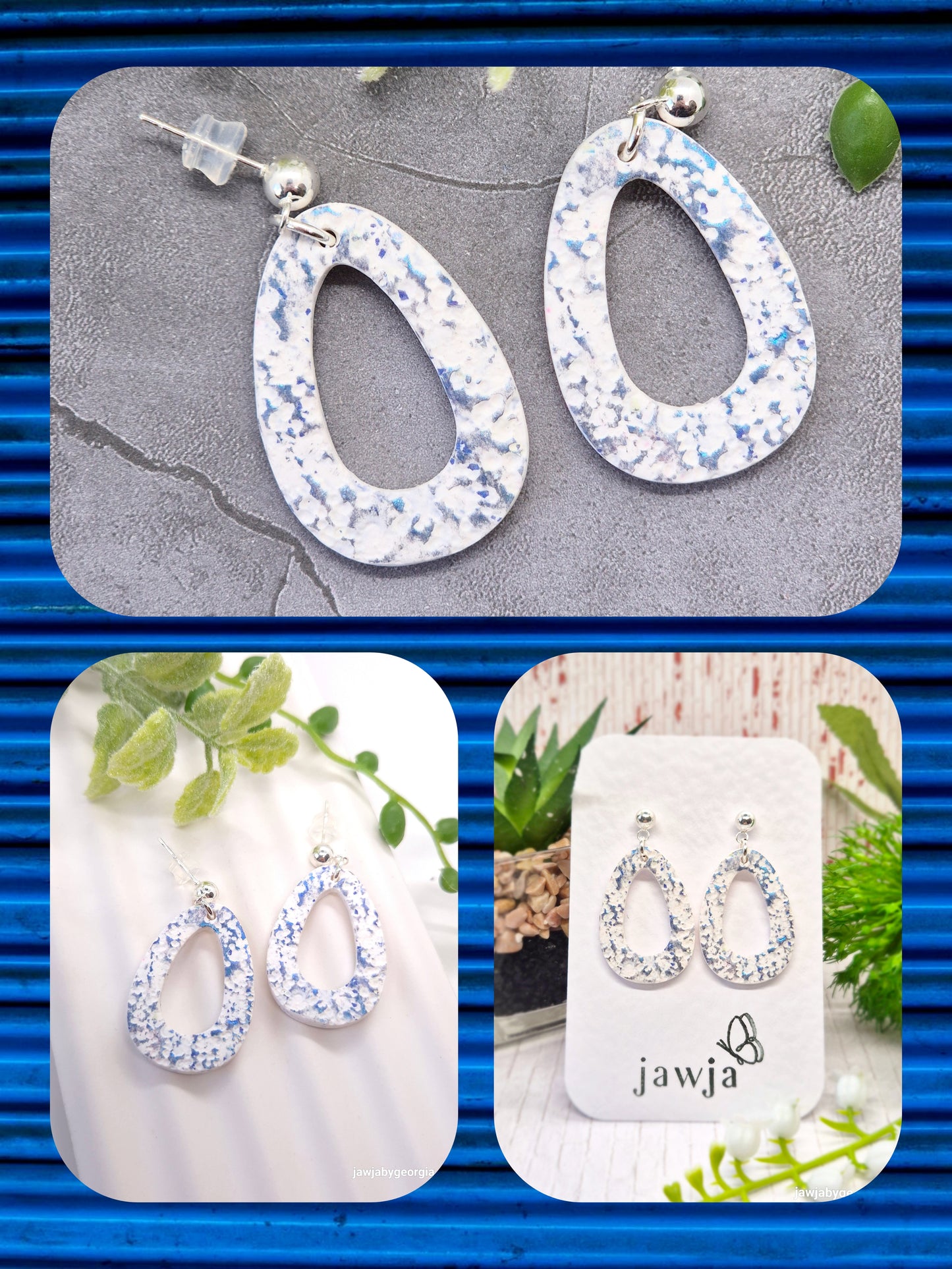 WHITE TEXTURED HOOP POLYMER CLAY EARRINGS