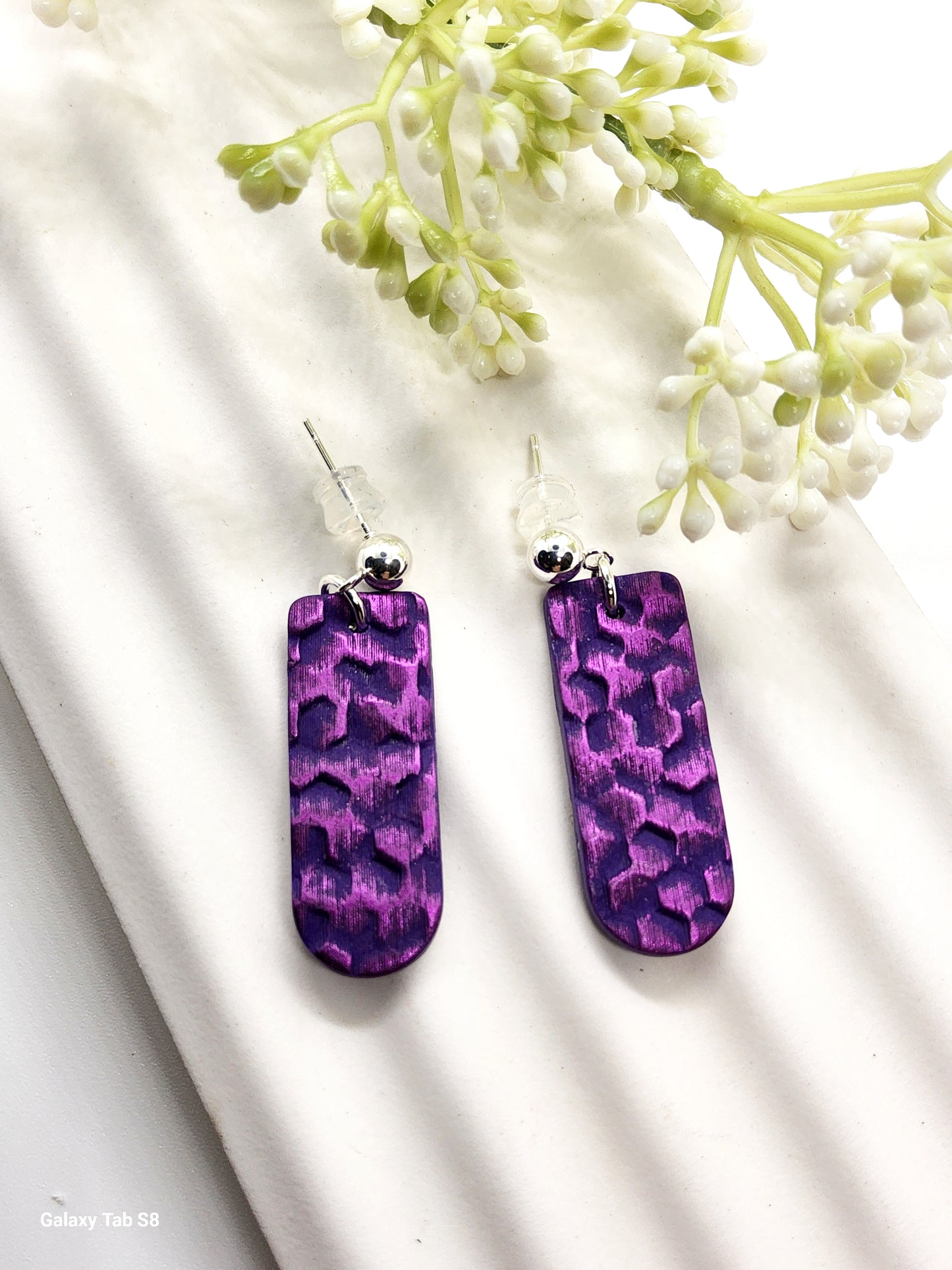ELECTRIC PURPLE POLYMER CLAY EARRINGS