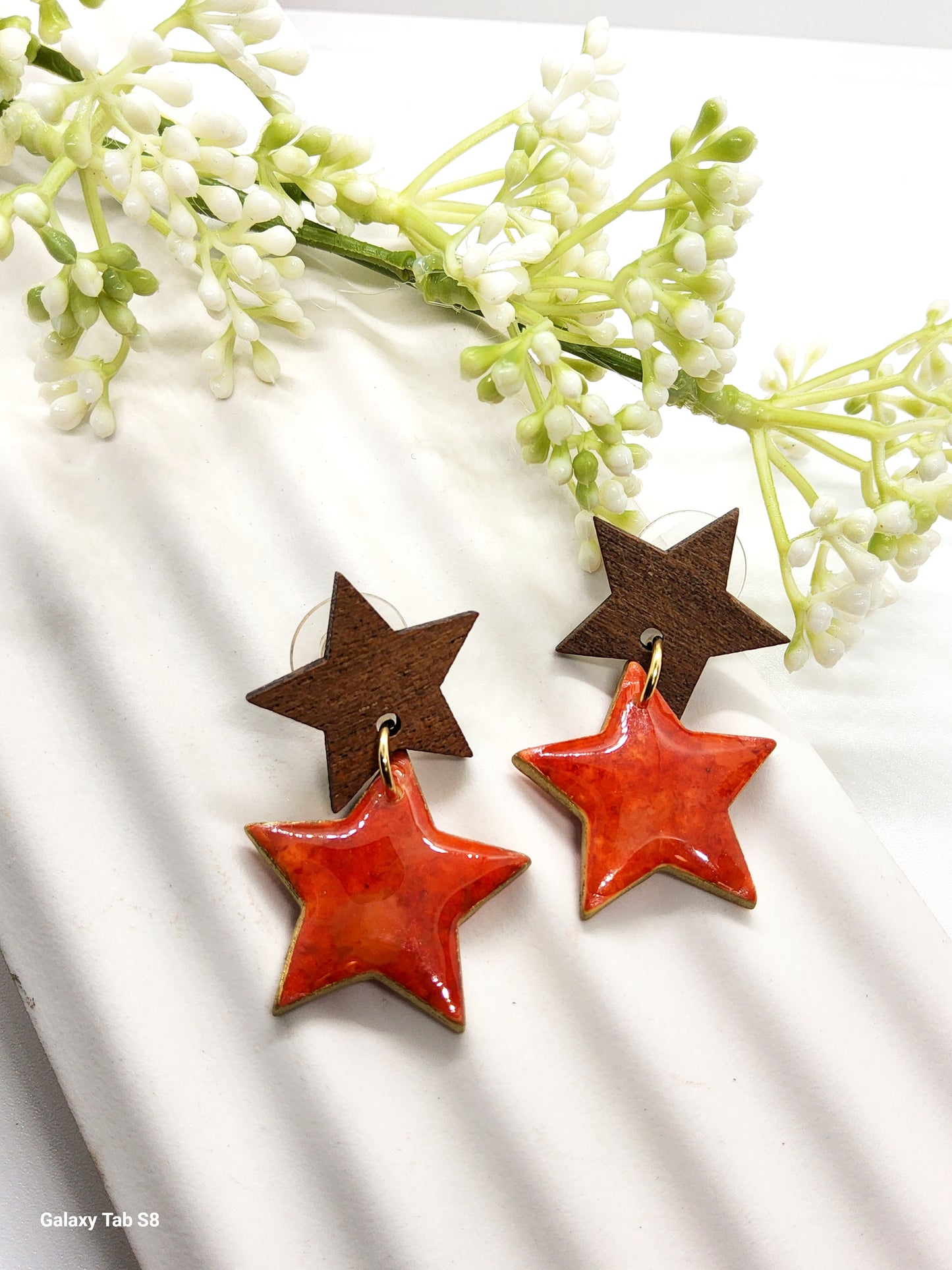 DOUBLE STAR POLYMER CLAY EARRINGS