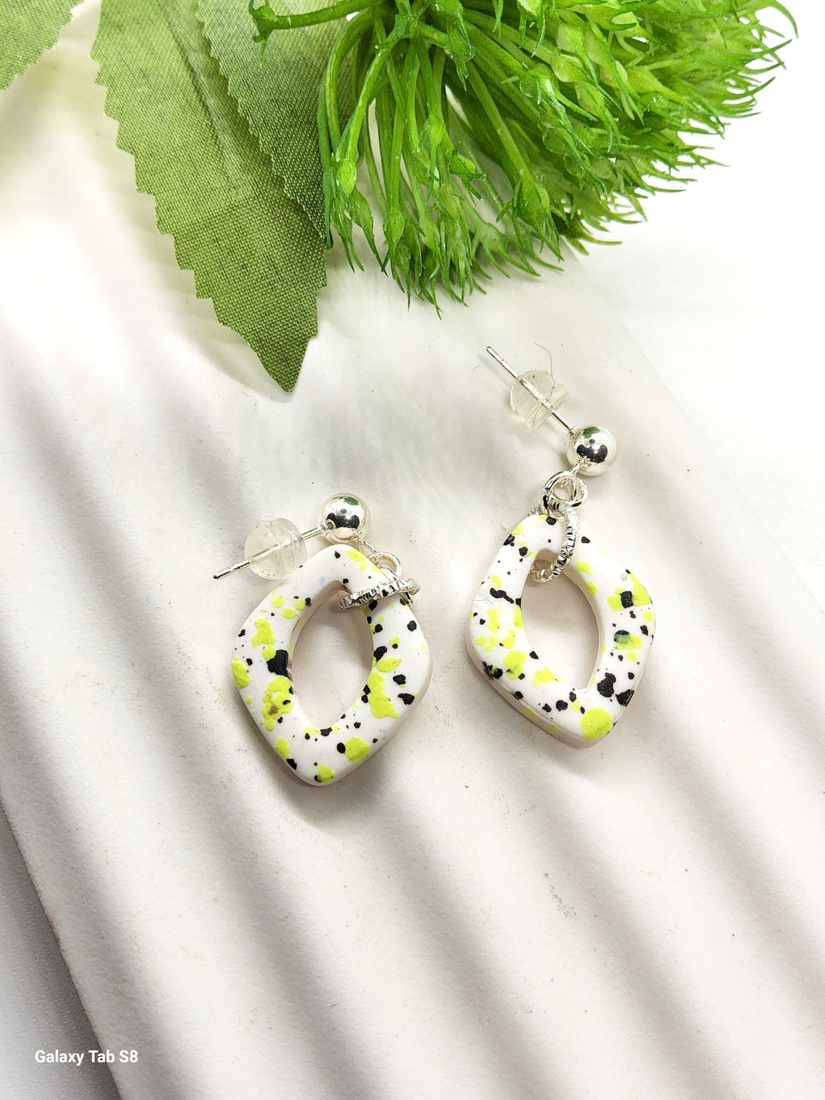LIME TERRAZZO POLYMER CLAY EARRINGS