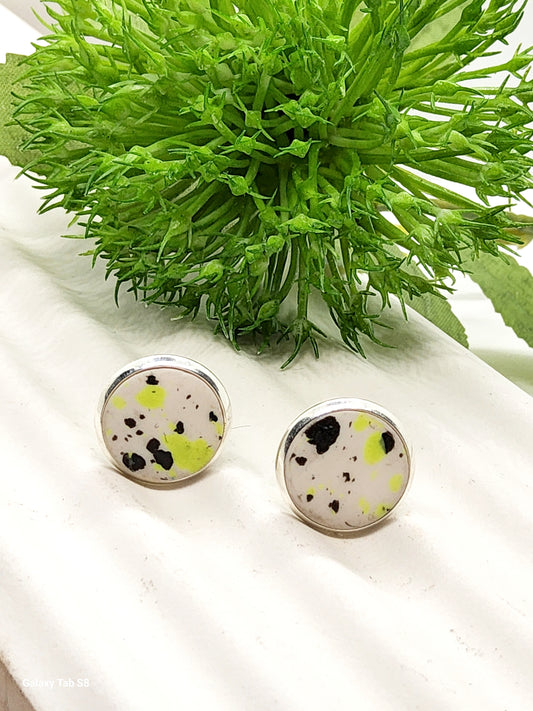 LIME FLECK POLYMER CLAY STUD EARRINGS