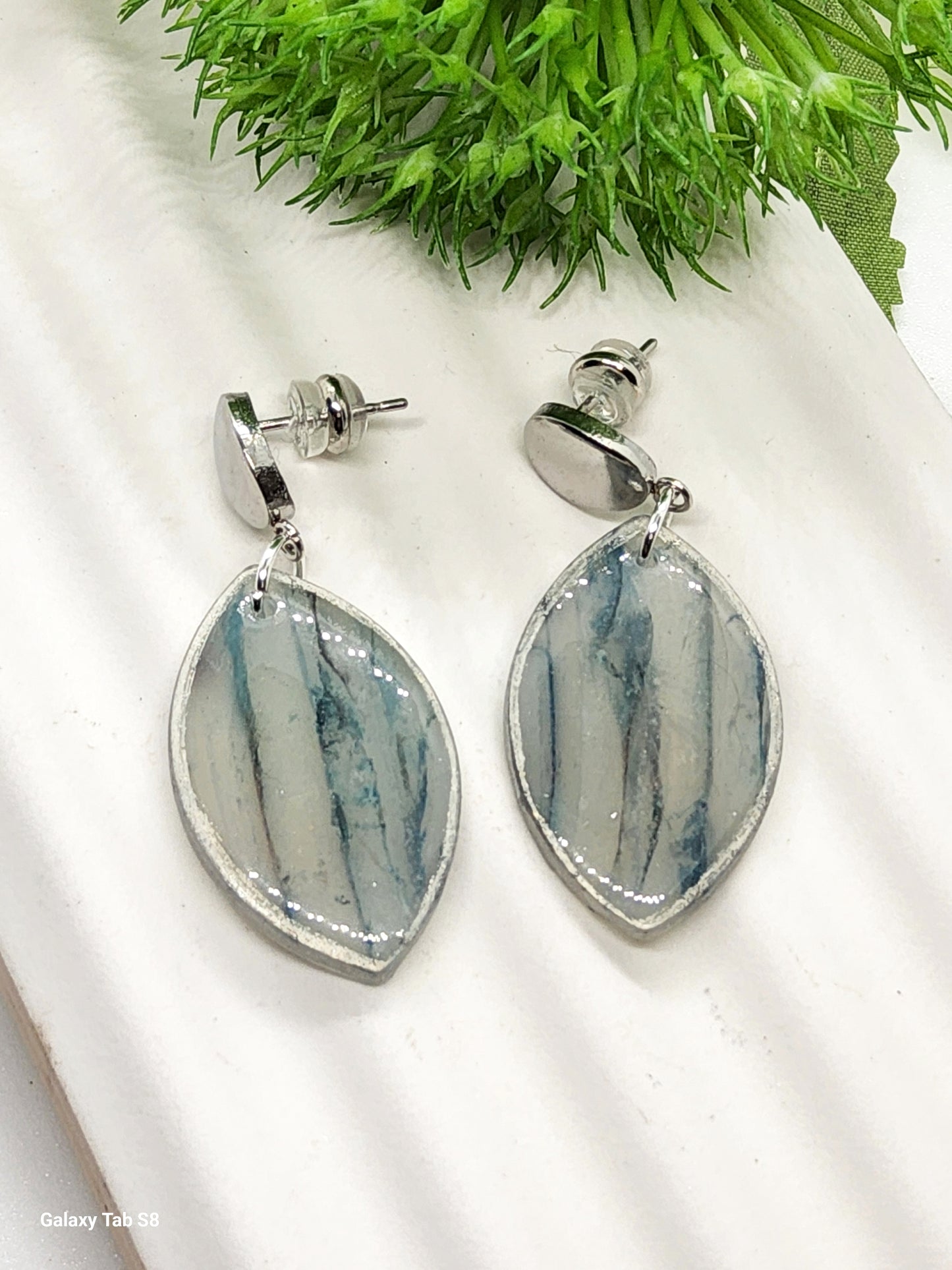 TRANSLUCENT GREY POLYMER CLAY EARRINGS