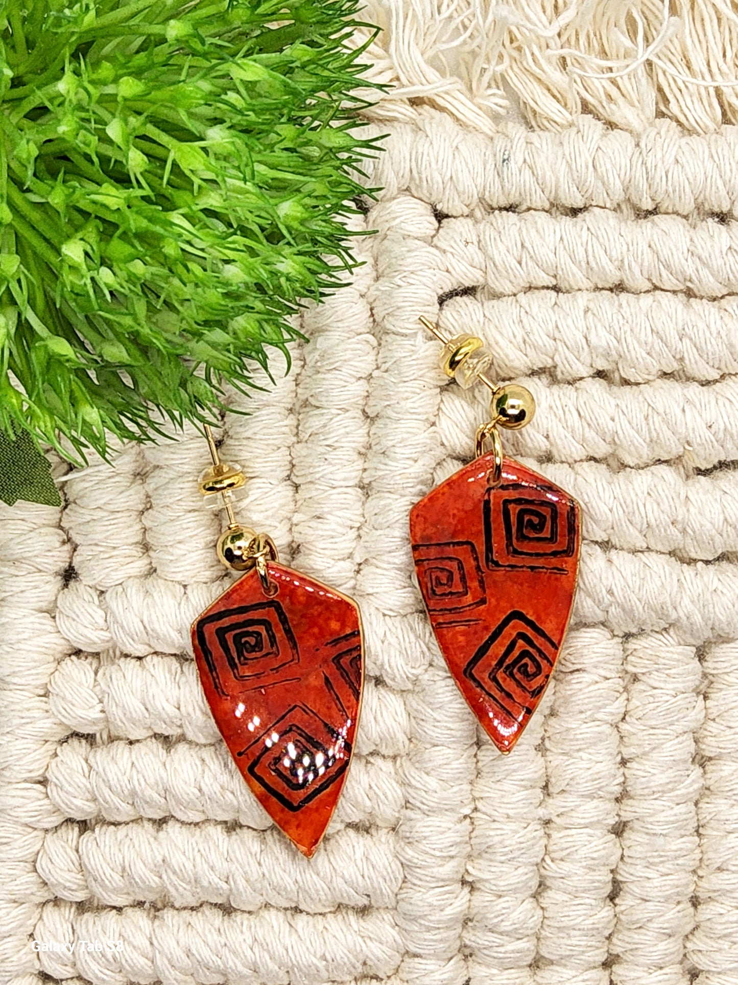 EARTHY GEOMETRIC SPIRAL POLYMER CLAY EARRINGS