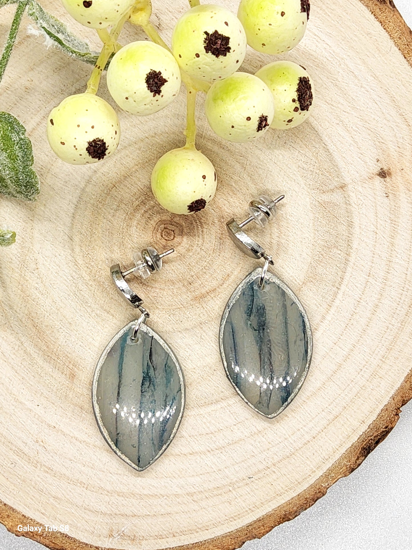 TRANSLUCENT GREY POLYMER CLAY EARRINGS