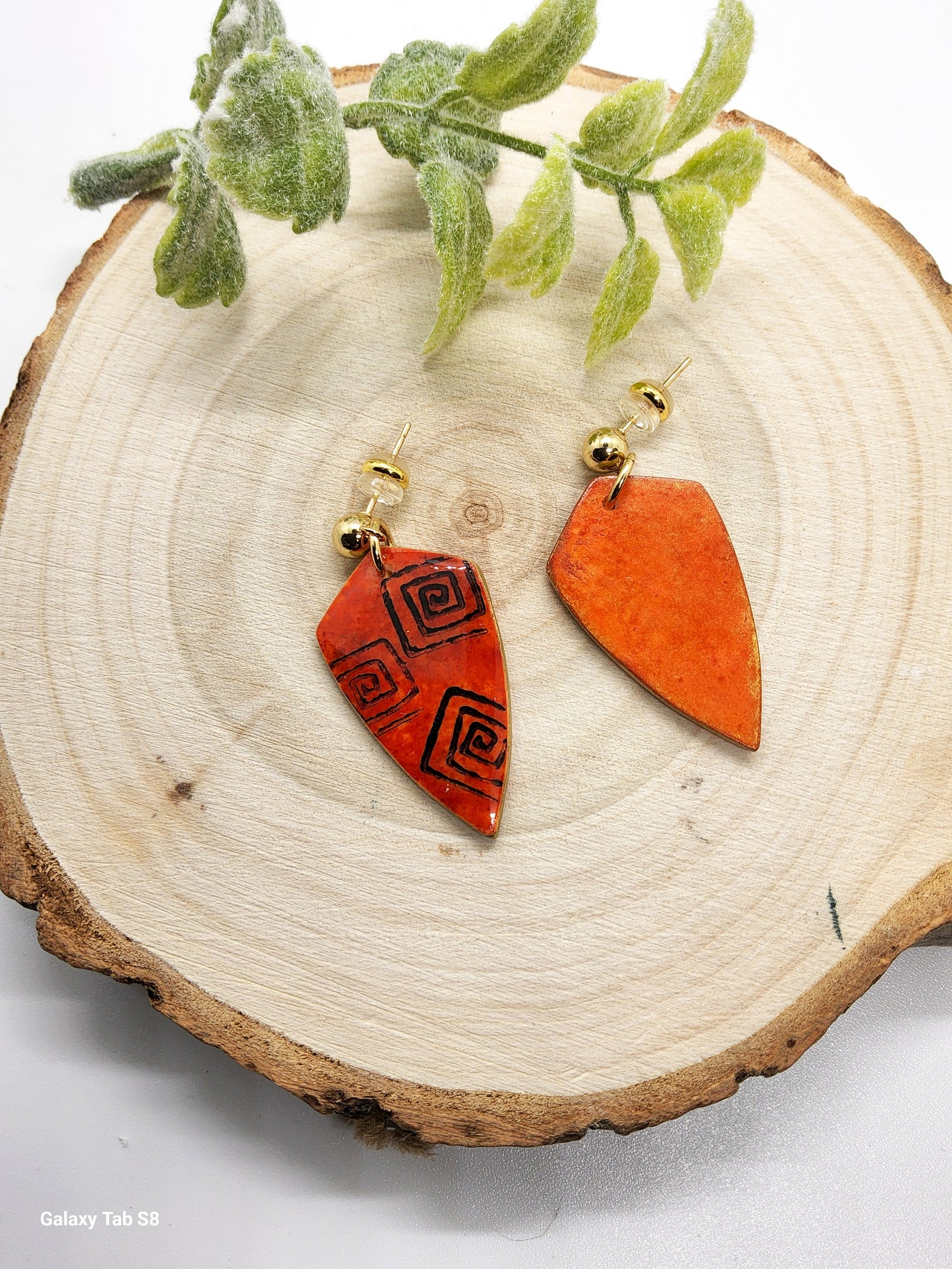 EARTHY GEOMETRIC SPIRAL POLYMER CLAY EARRINGS