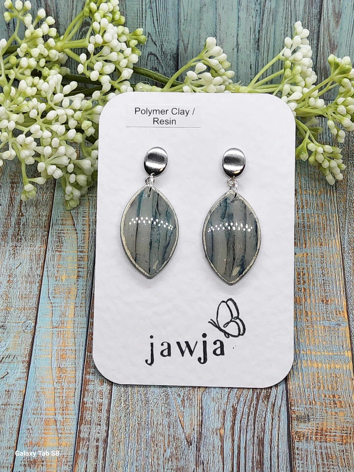TRANSLUCENT GREY POLYMER CLAY EARRINGS