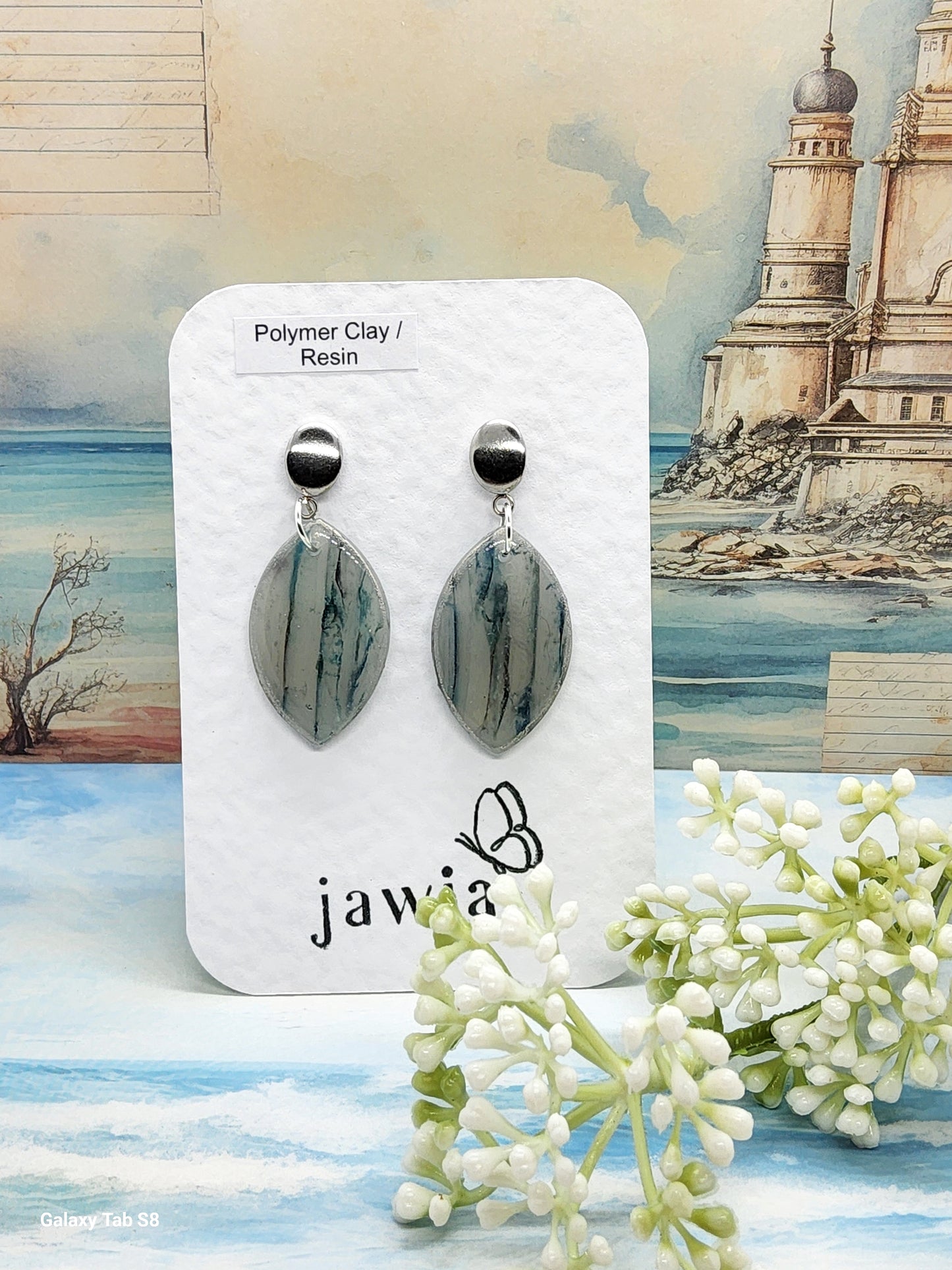 TRANSLUCENT GREY POLYMER CLAY EARRINGS