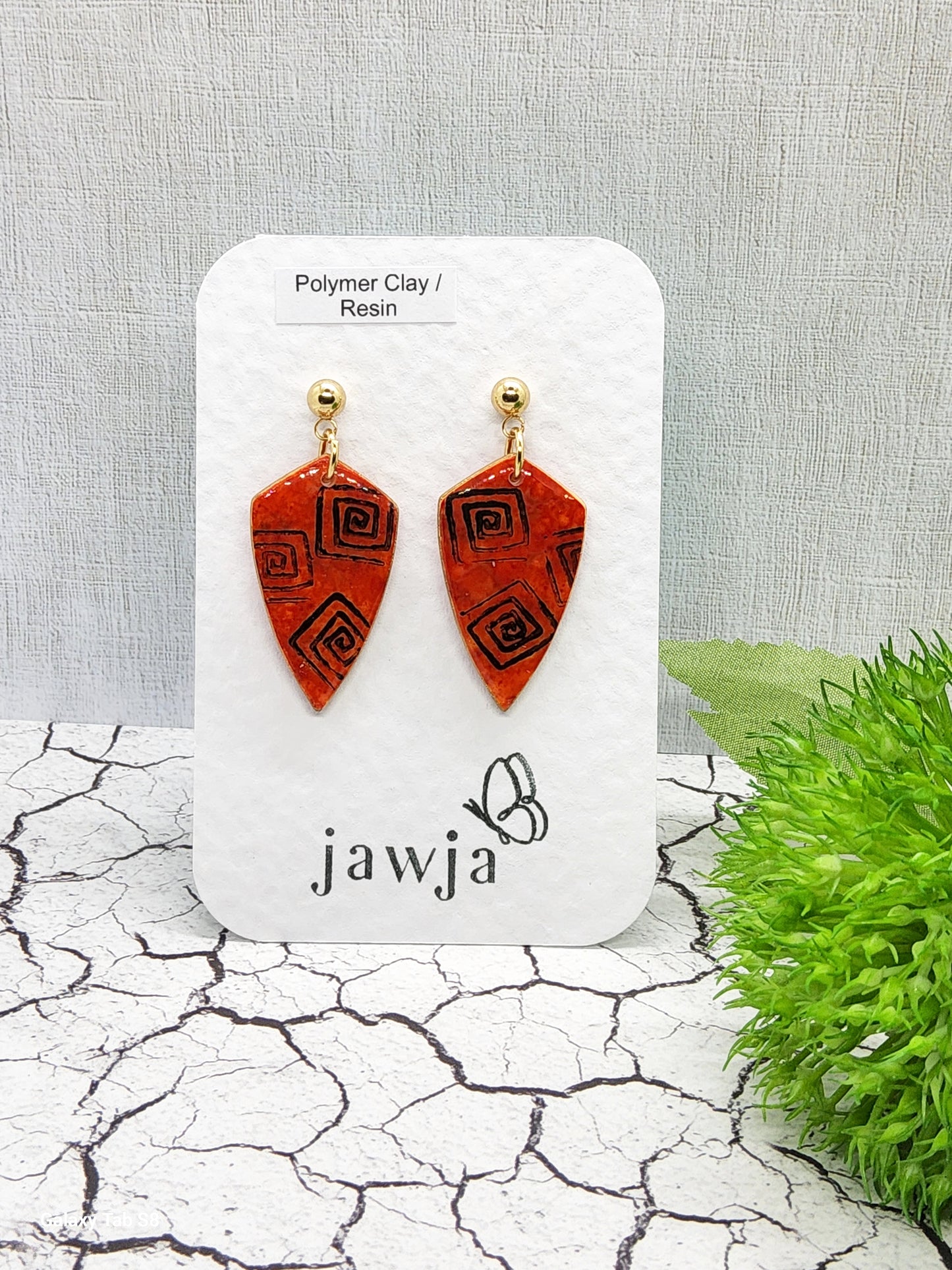 EARTHY GEOMETRIC SPIRAL POLYMER CLAY EARRINGS