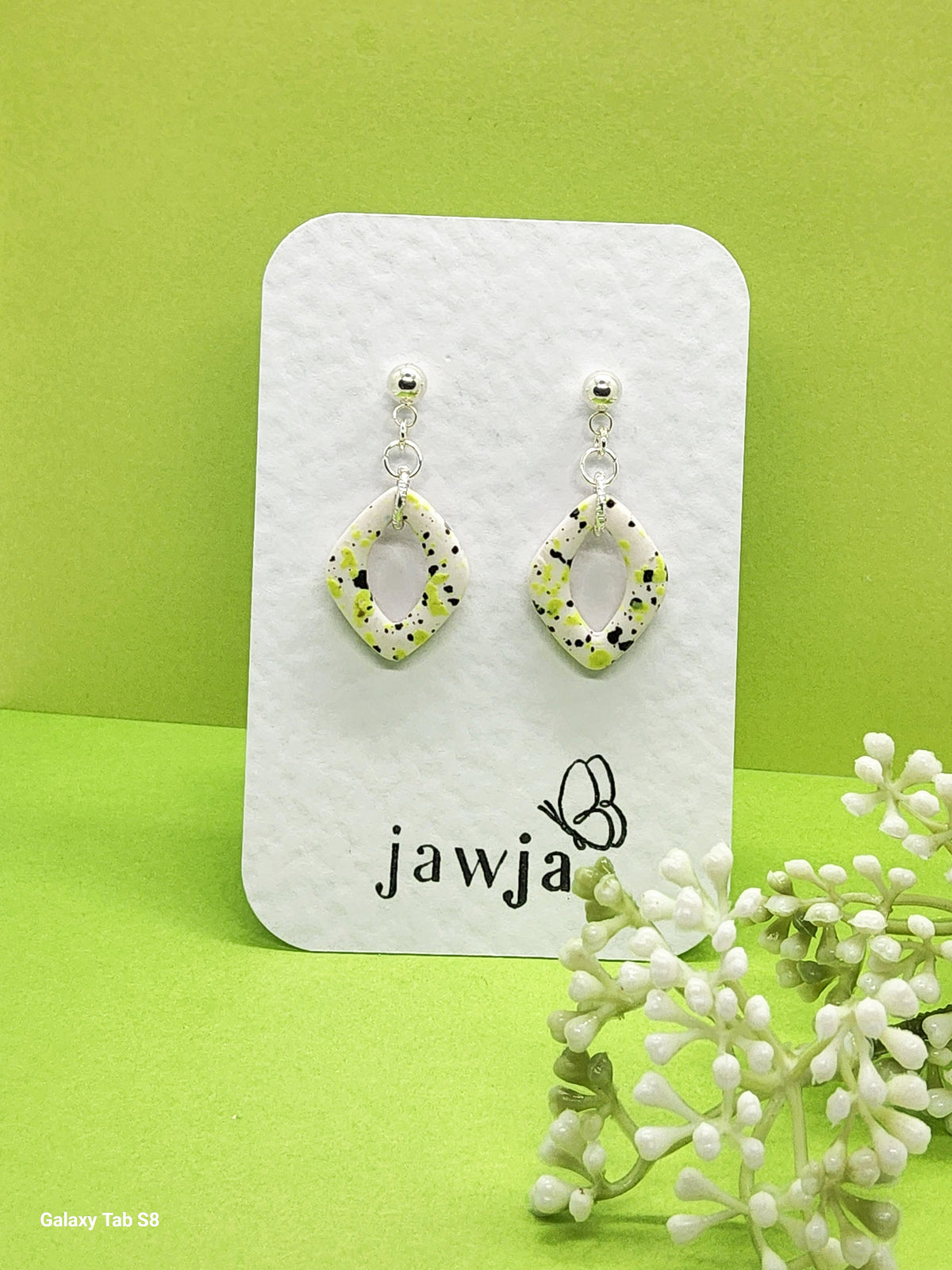 LIME TERRAZZO POLYMER CLAY EARRINGS