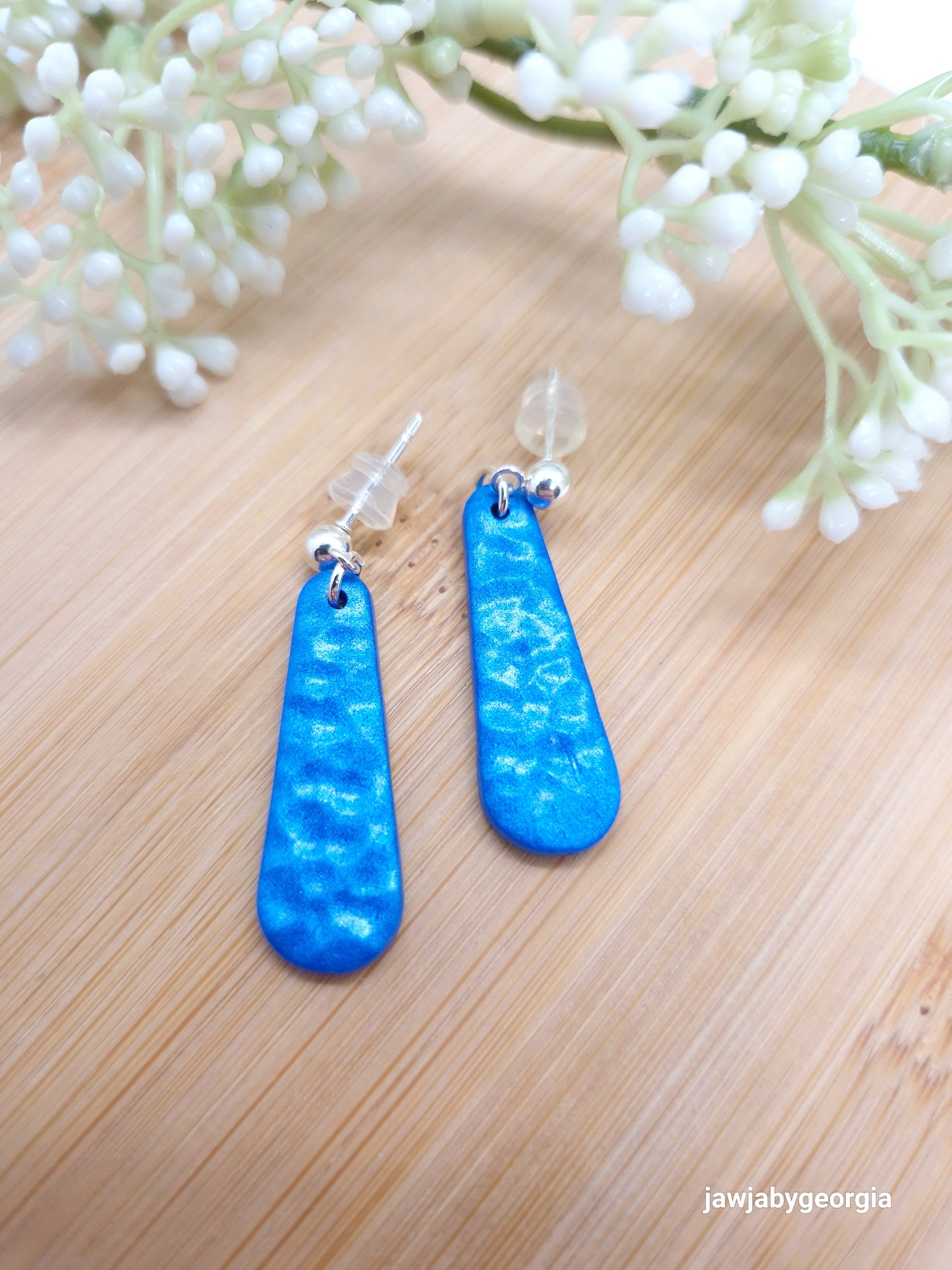 COBALT BLUE POLYMER CLAY EARRINGS