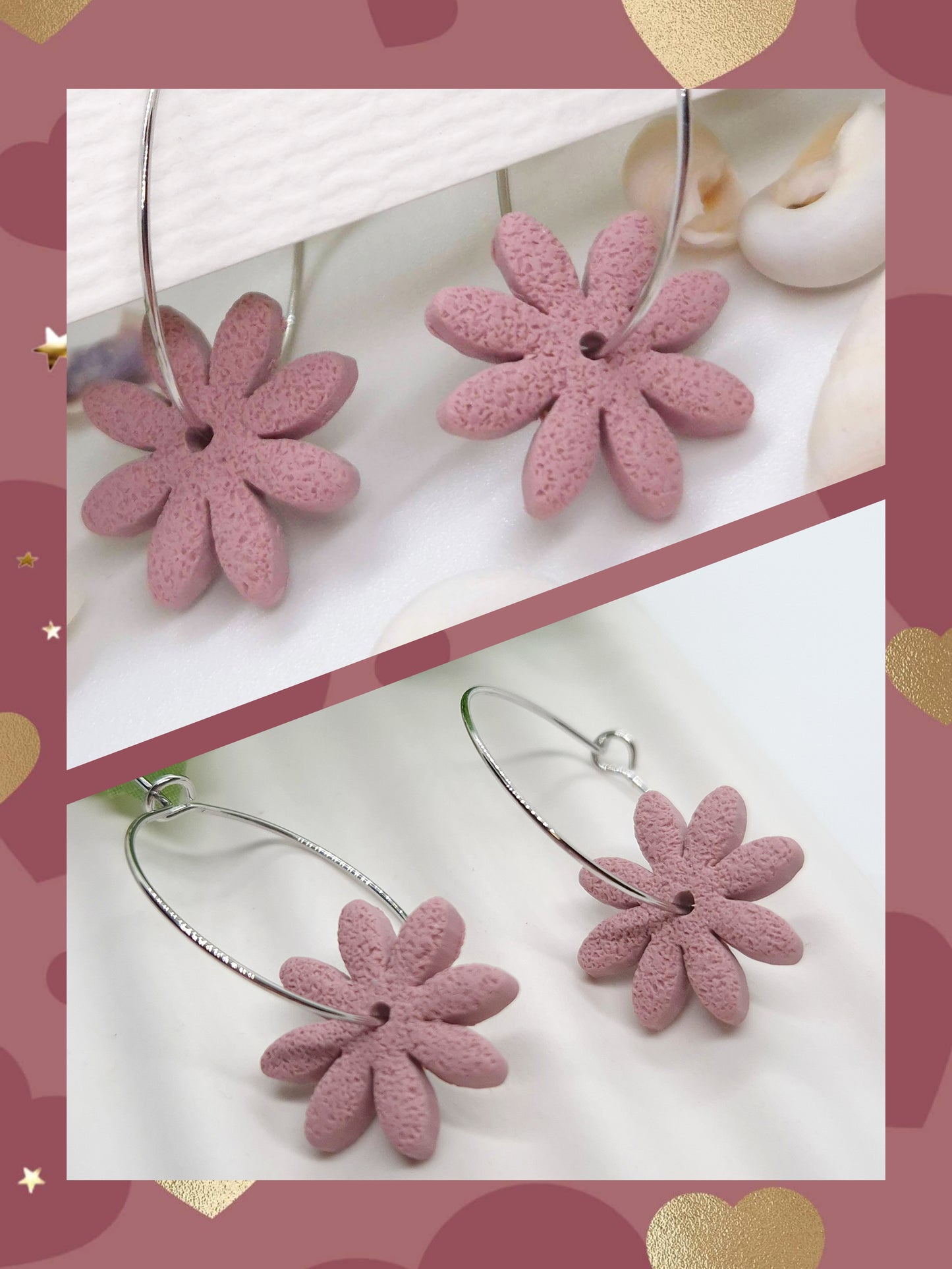 DAISY HOOP POLYMER CLAY EARRINGS