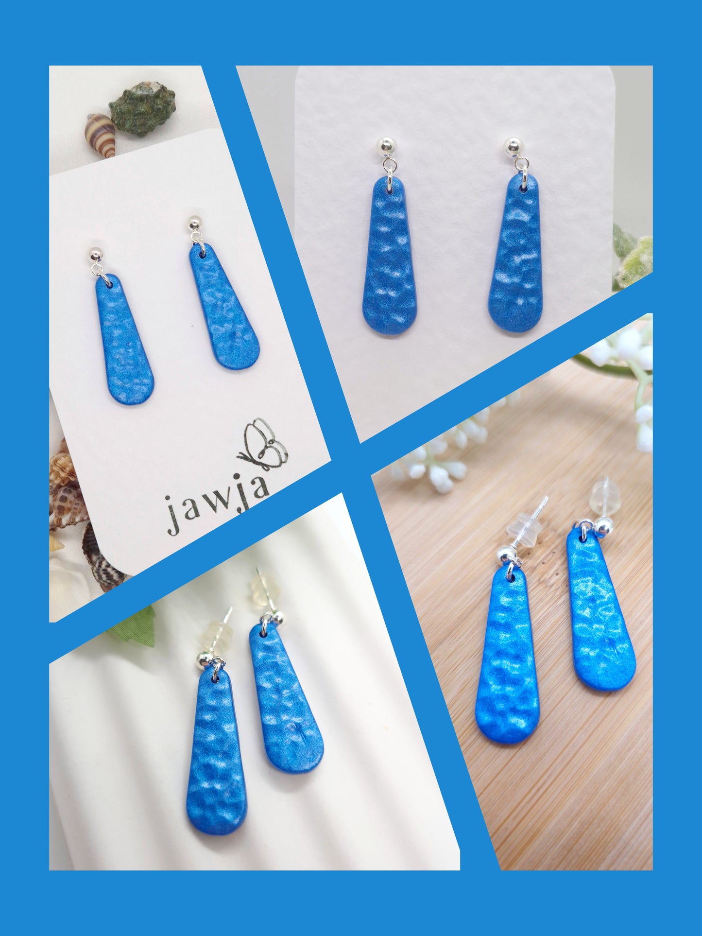 COBALT BLUE POLYMER CLAY EARRINGS