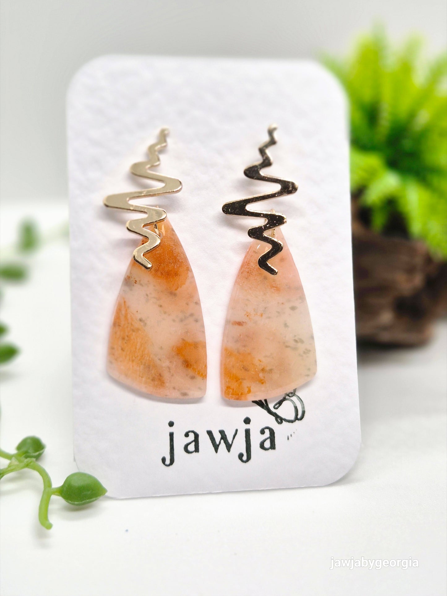 PEACH MARBLED POLYMER CLAY EARRINGS