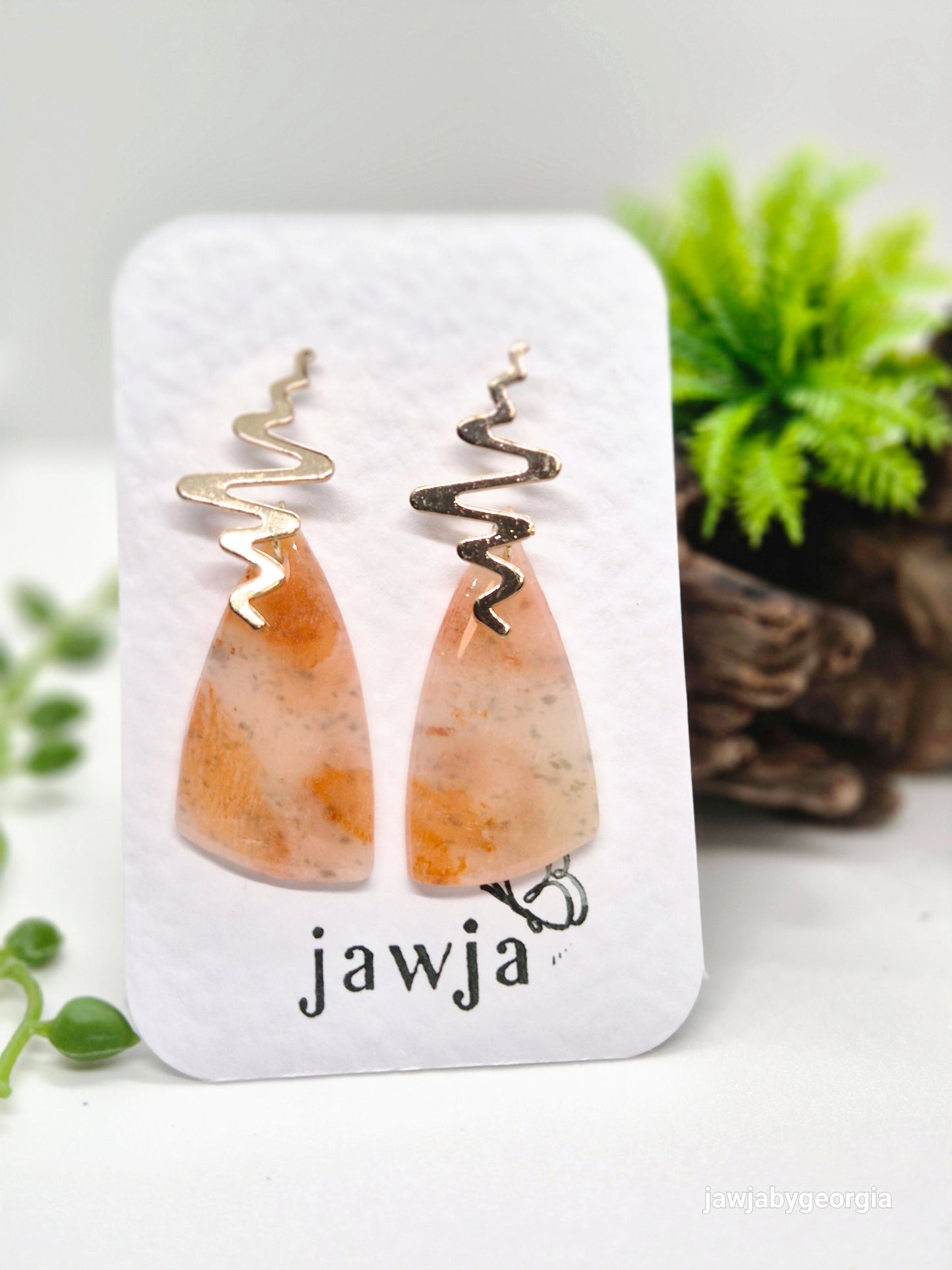 PEACH MARBLED POLYMER CLAY EARRINGS