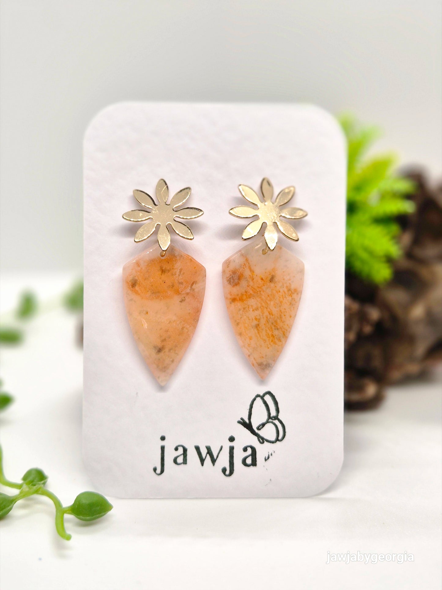 PEACH AND GOLD POLYMER CLAY EARRINGS