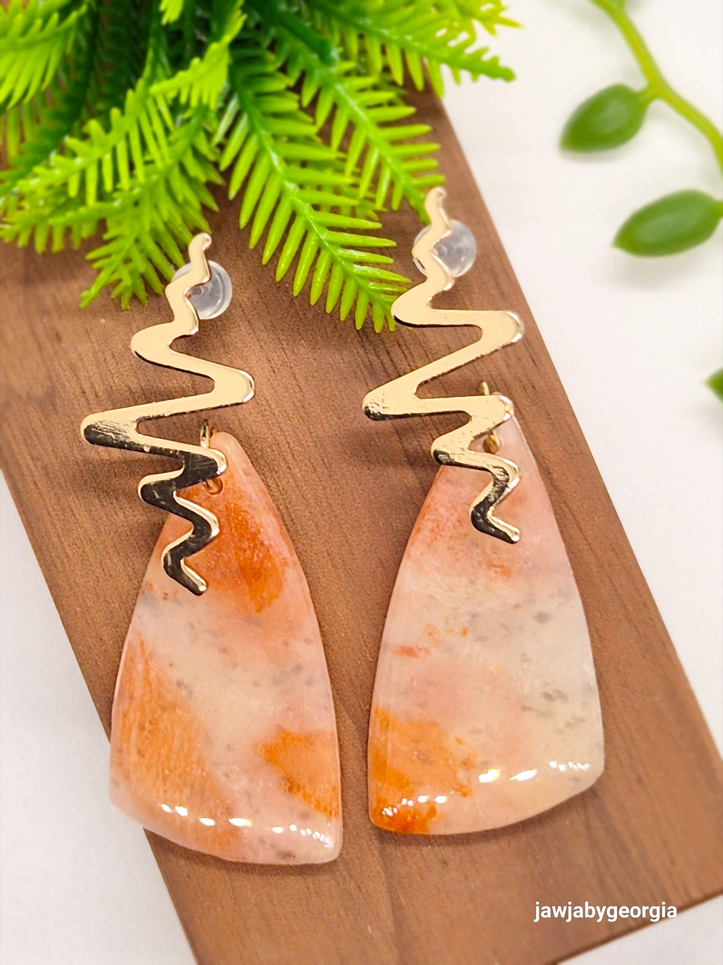 PEACH MARBLED POLYMER CLAY EARRINGS