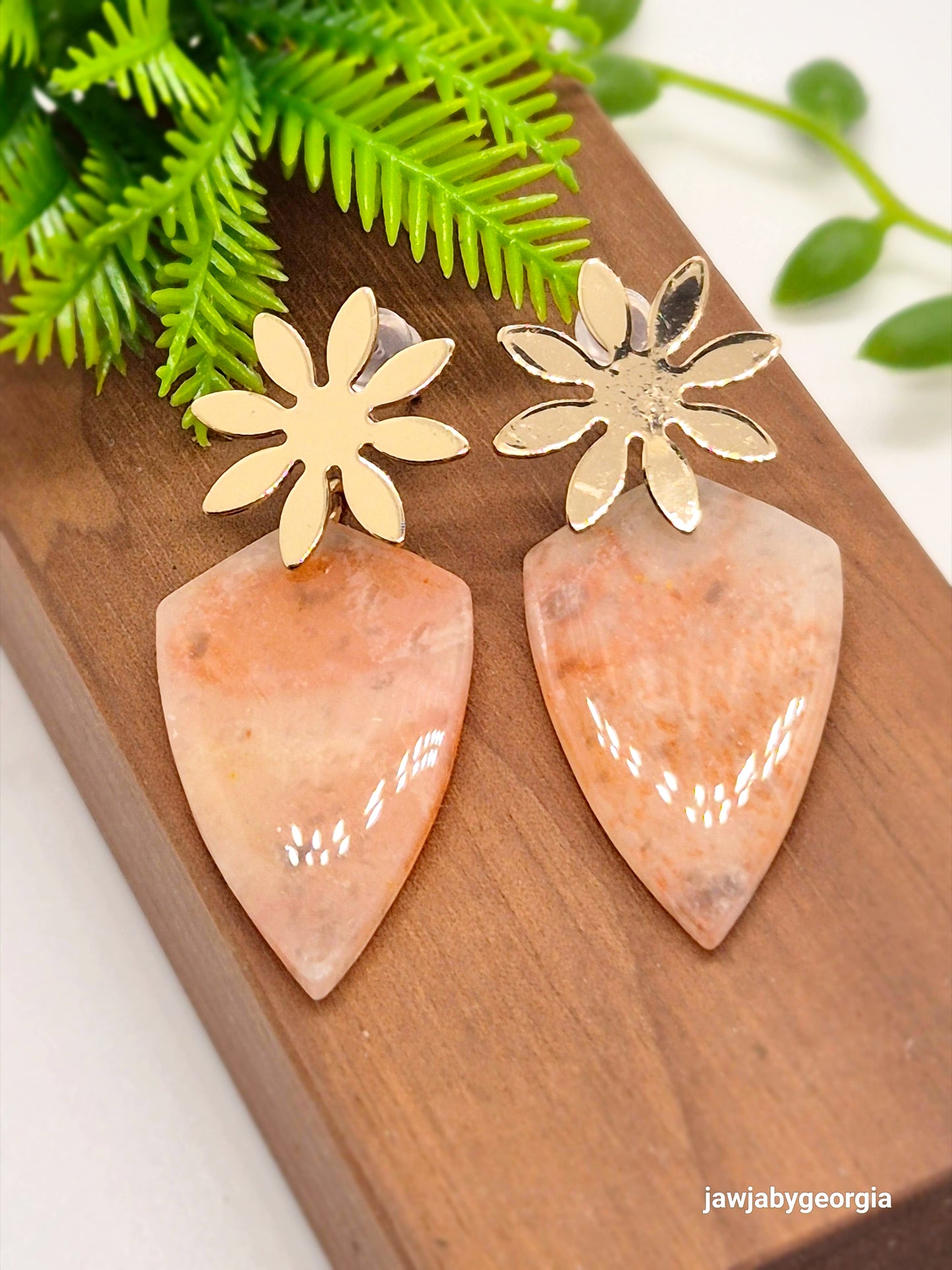 PEACH AND GOLD POLYMER CLAY EARRINGS