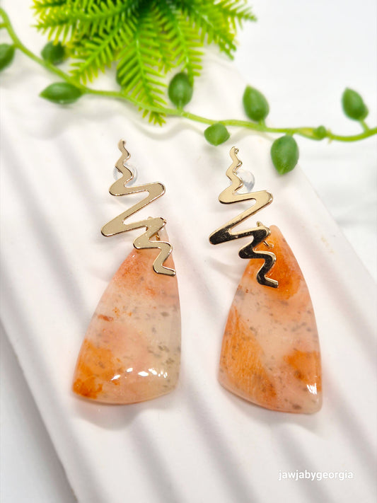 PEACH MARBLED POLYMER CLAY EARRINGS