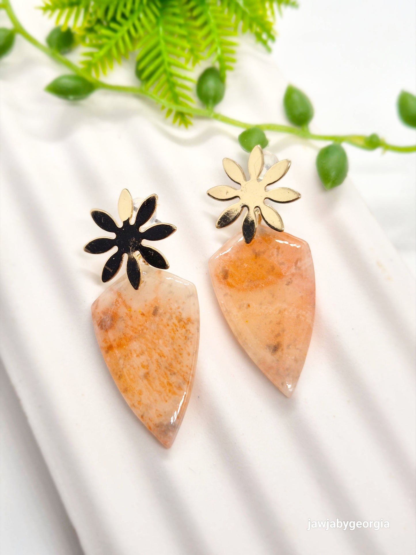 PEACH AND GOLD POLYMER CLAY EARRINGS