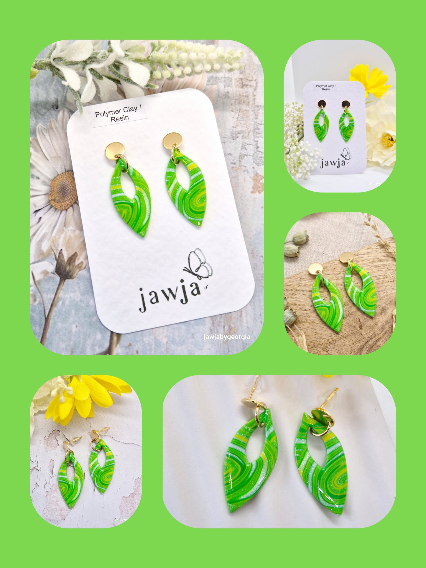 LIME GREEN POLYMER CLAY EARRINGS