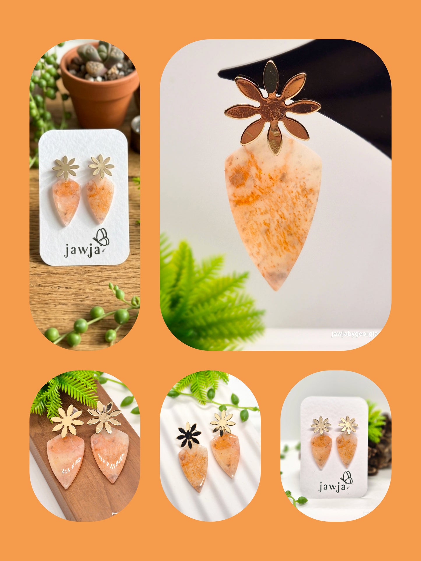 PEACH AND GOLD POLYMER CLAY EARRINGS