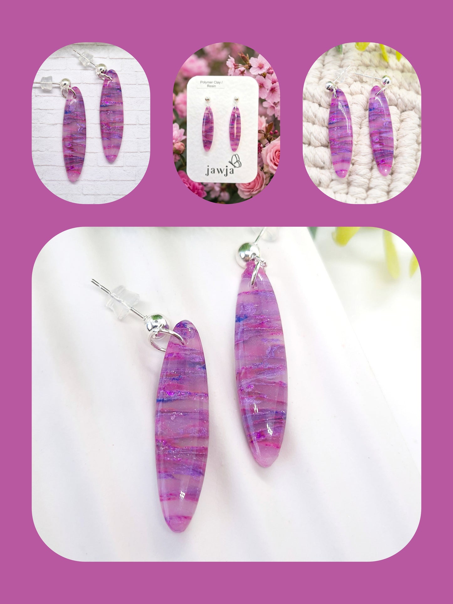 SHADES OF PINK POLYMER CLAY EARRINGS
