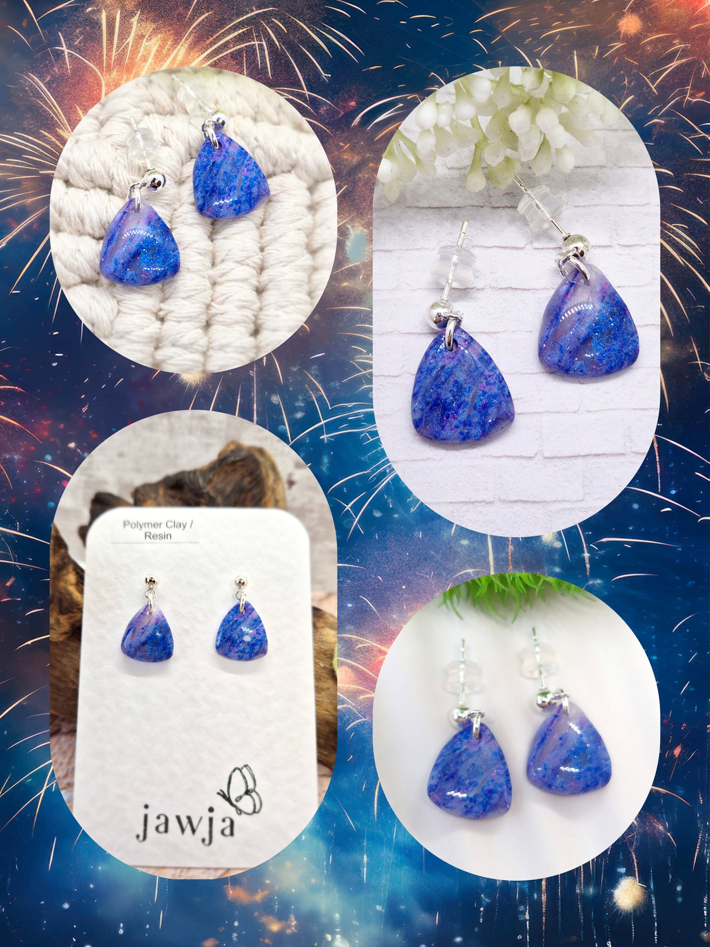 COSMIC BLUE POLYMER CLAY EARRINGS