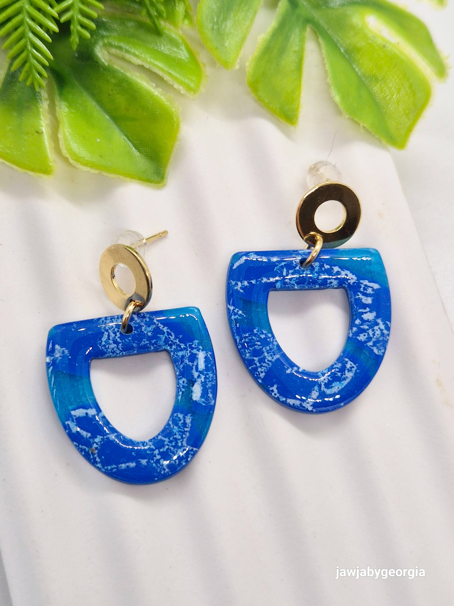 BRIGHT BLUE POLYMER CLAY EARRINGS