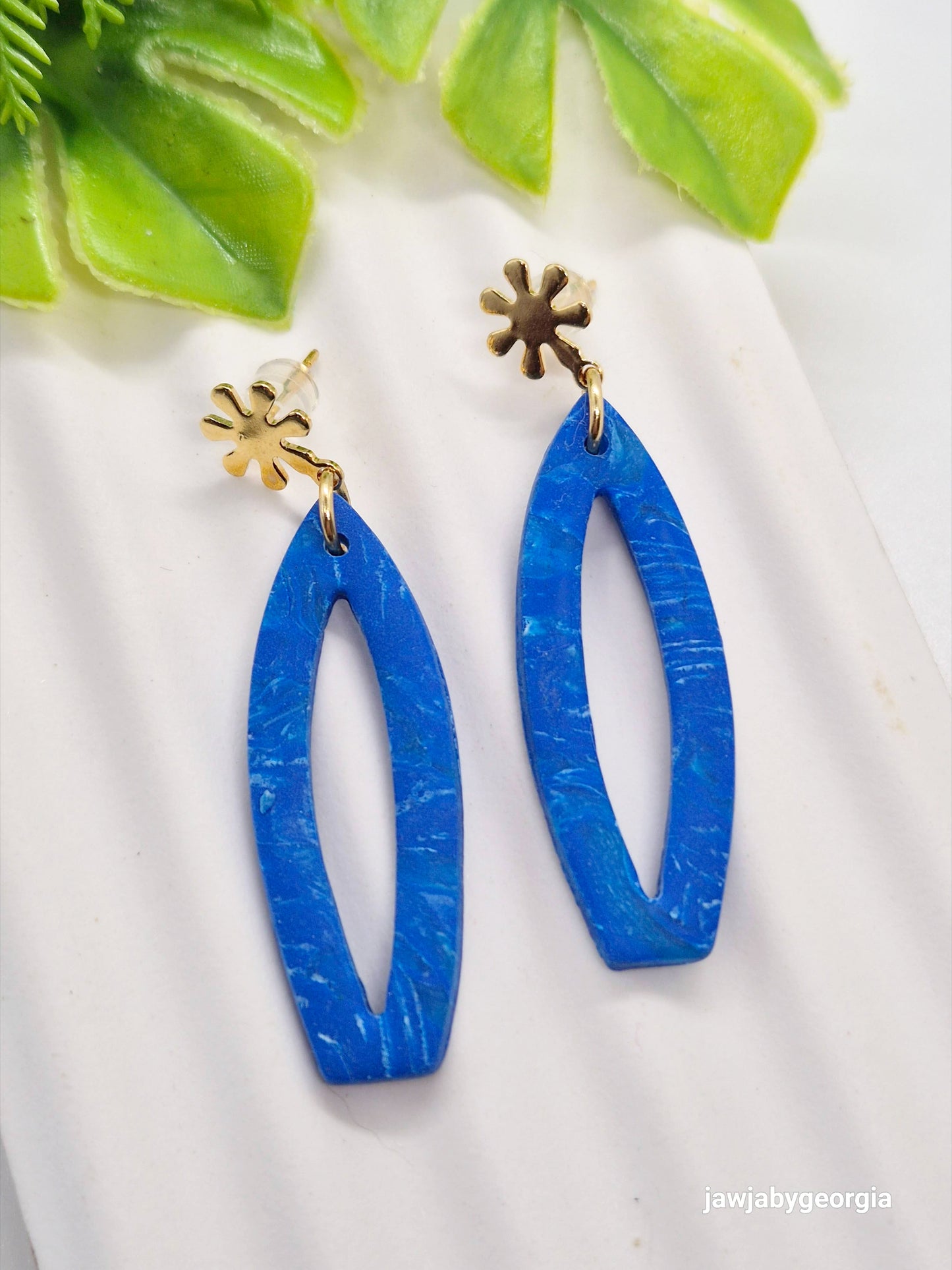 VIBRANT BLUE POLYMER CLAY EARRINGS