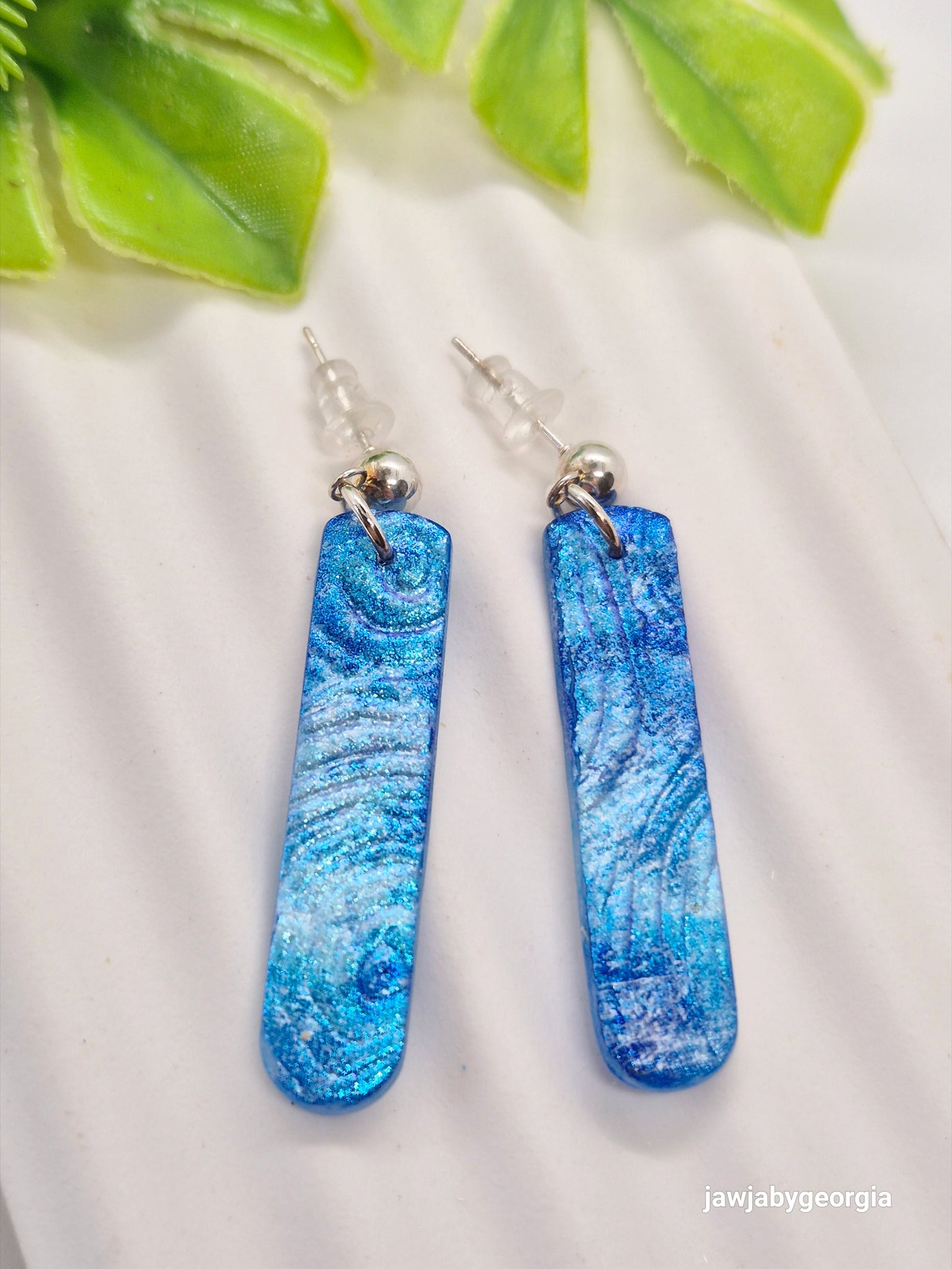 METALLIC BLUE POLYMER CLAY EARRINGS
