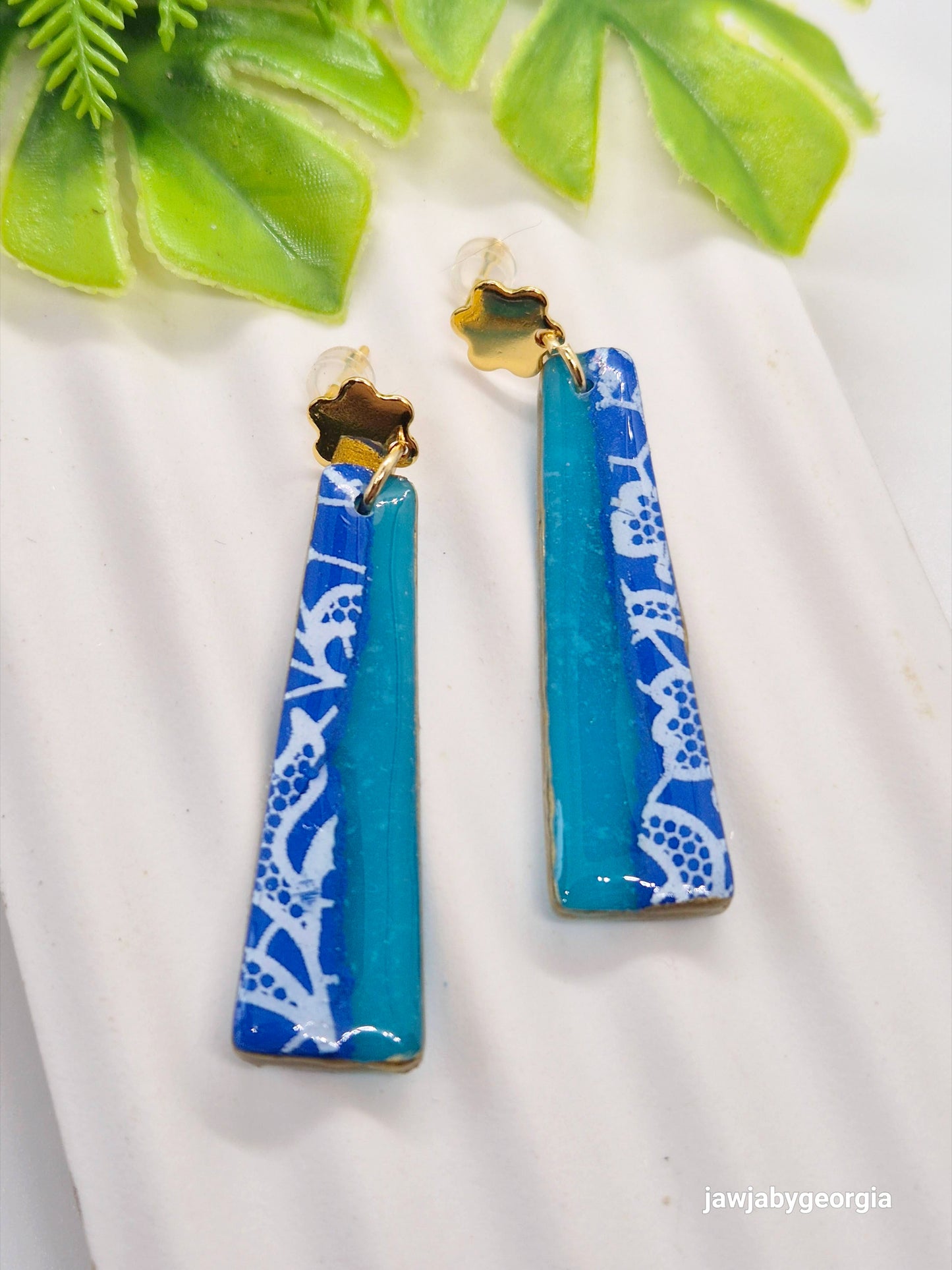 BLUE LACE POLYMER CLAY EARRINGS