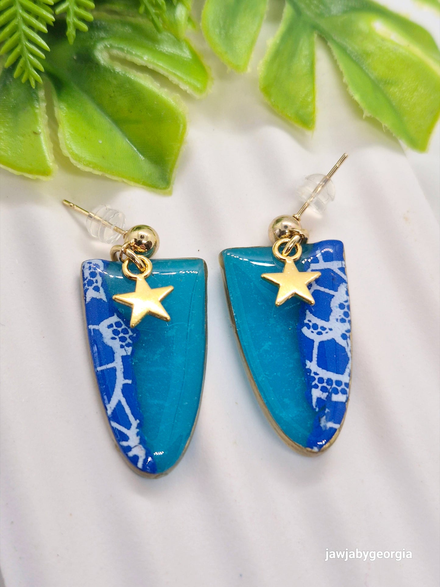 OCEAN AND LACE POLYMER CLAY EARRINGS
