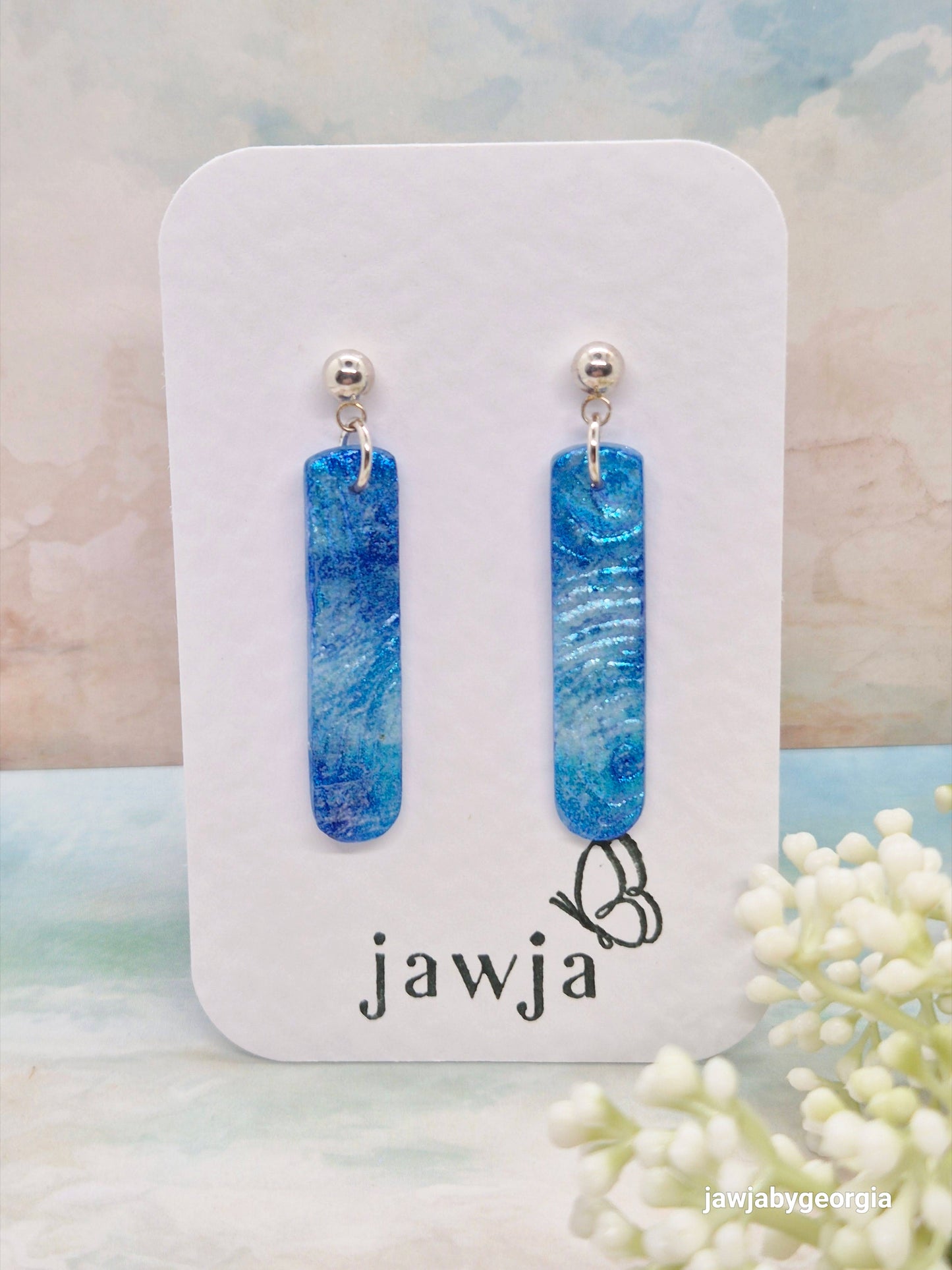 METALLIC BLUE POLYMER CLAY EARRINGS